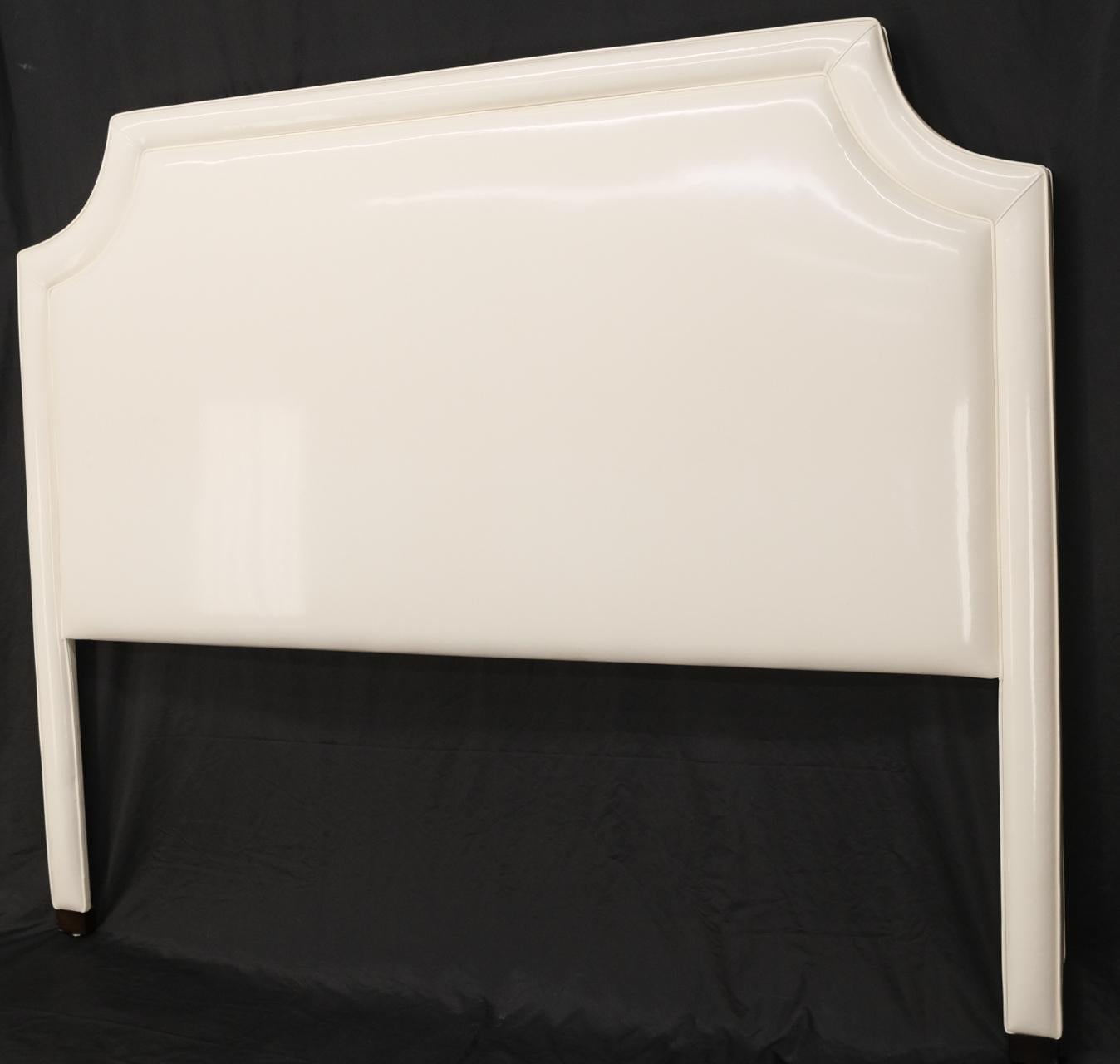 Large King Size White Patent Leather Headboard Bed Mint For Sale 2