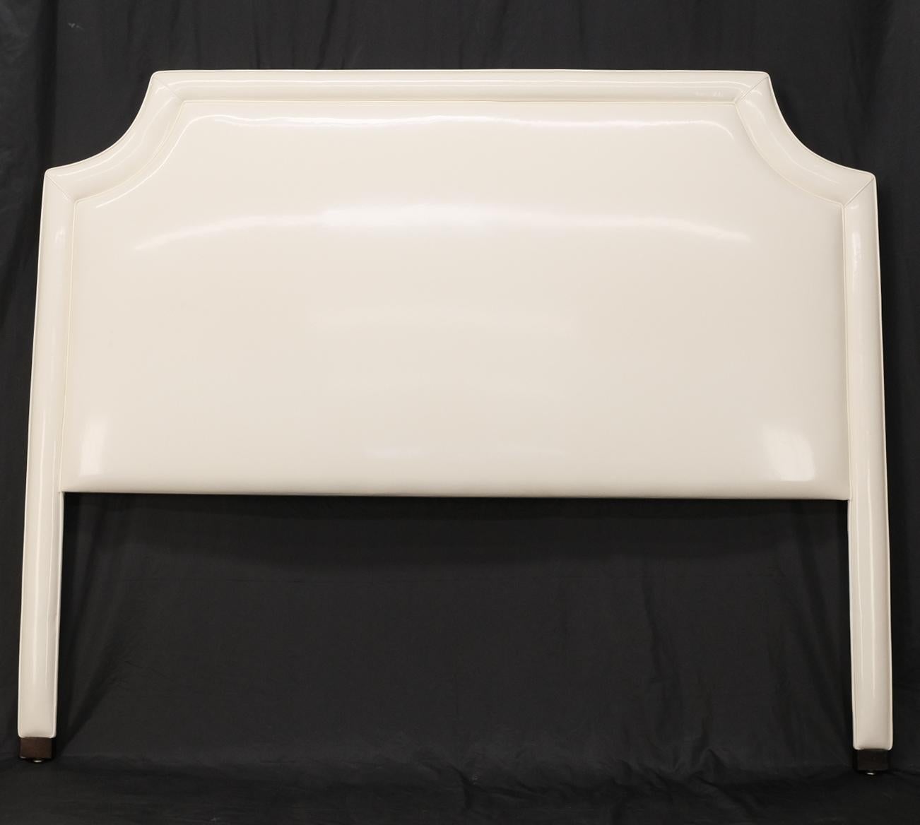 Large King Size White Patent Leather Headboard Bed Mint For Sale 3