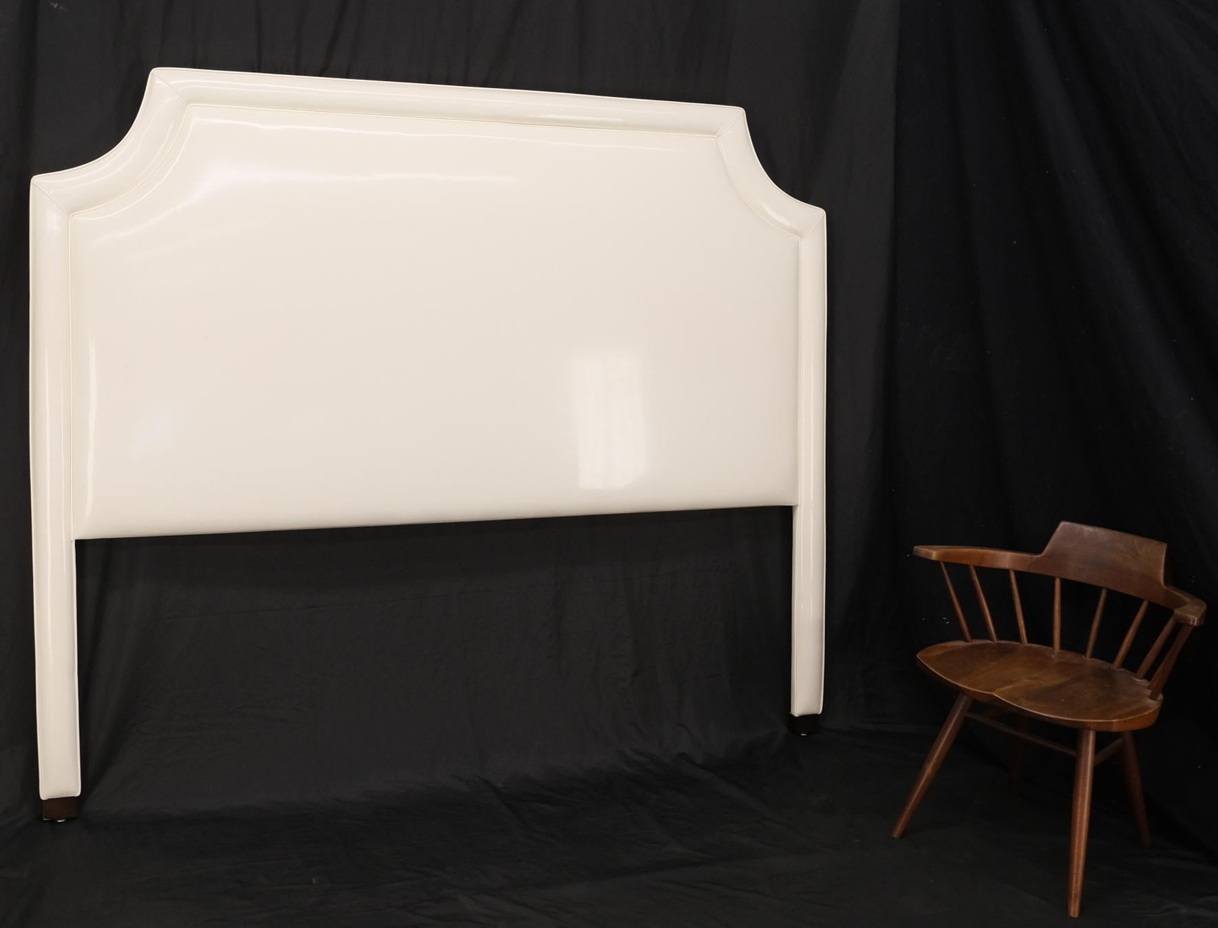 Large King Size White Patent Leather Headboard Bed Mint 4