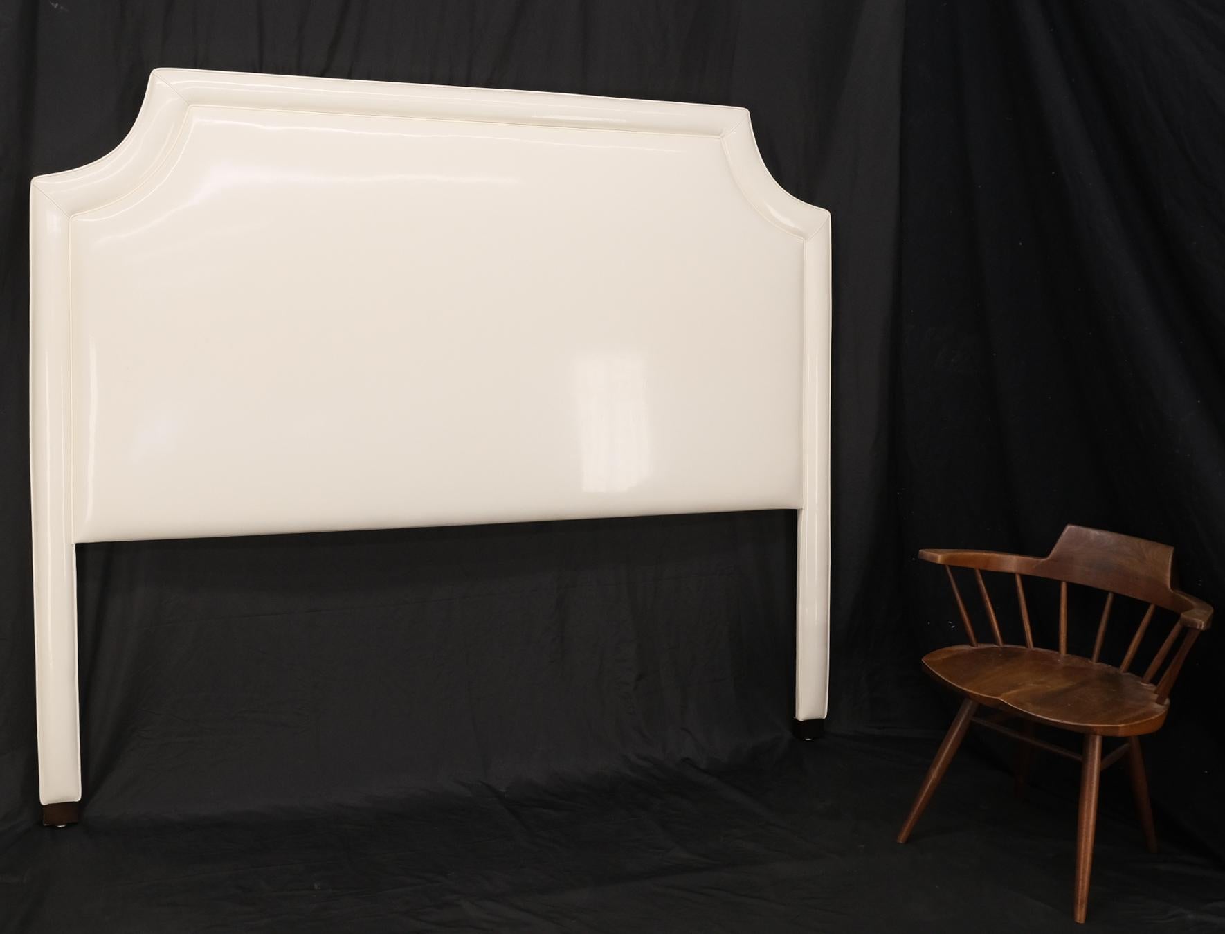 Large King Size White Patent Leather Headboard Bed Mint For Sale 4