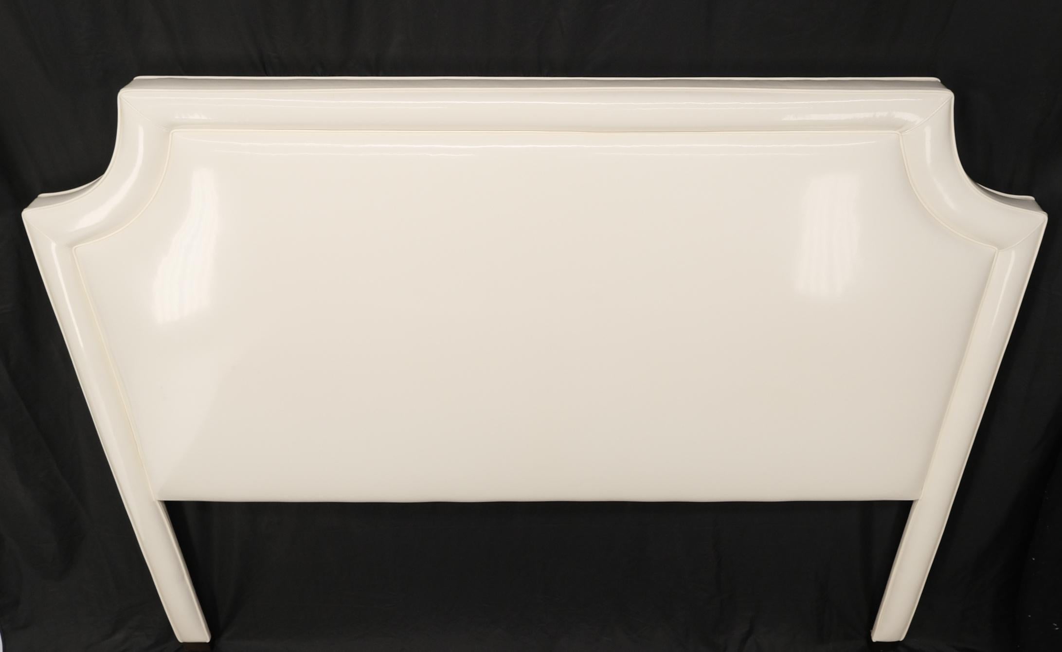 Large King Size White Patent Leather Headboard Bed Mint For Sale 5