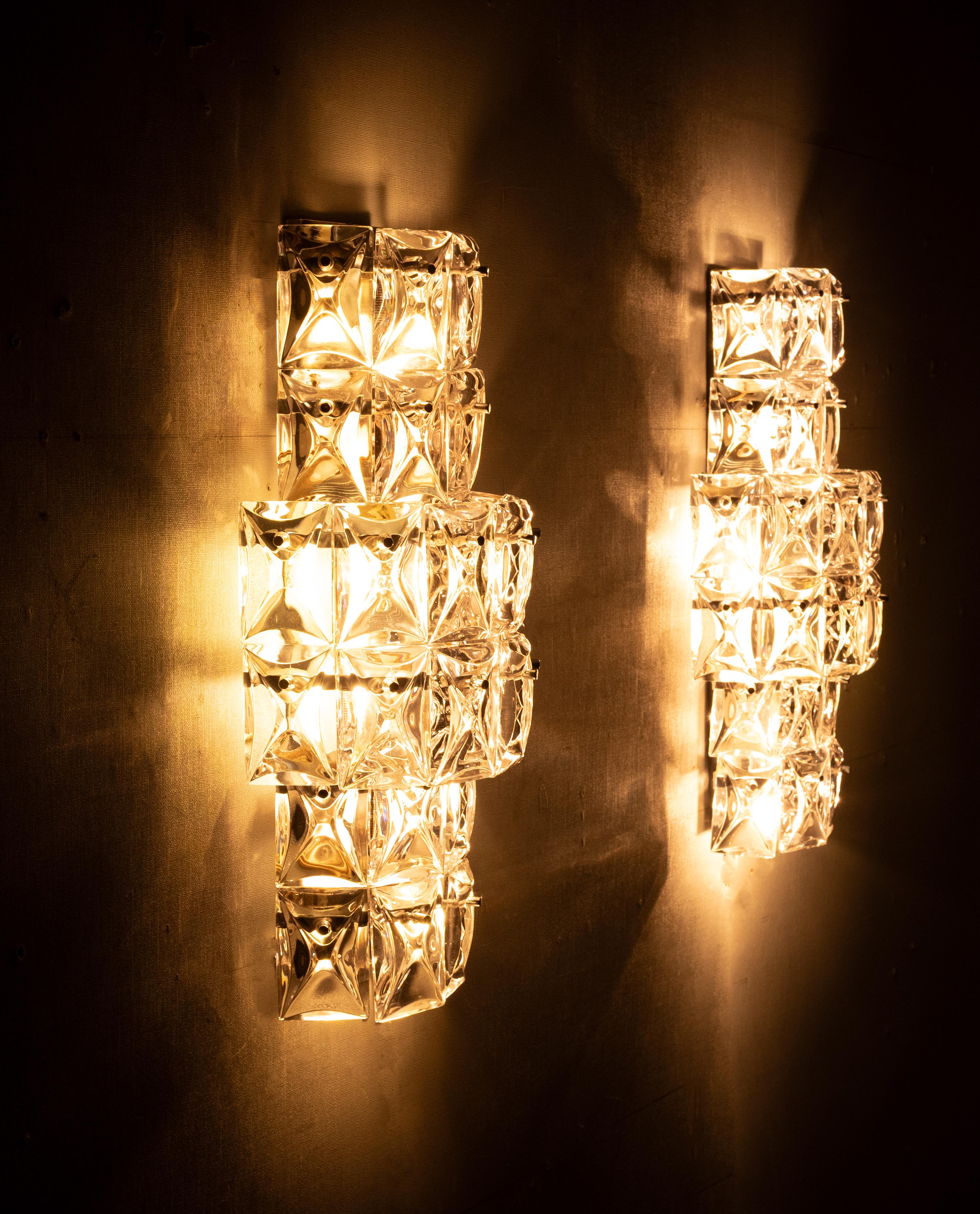 Große Kinkeldy Chrystal Glass Wandlampen 1970er Jahre Deutschland im Angebot 4
