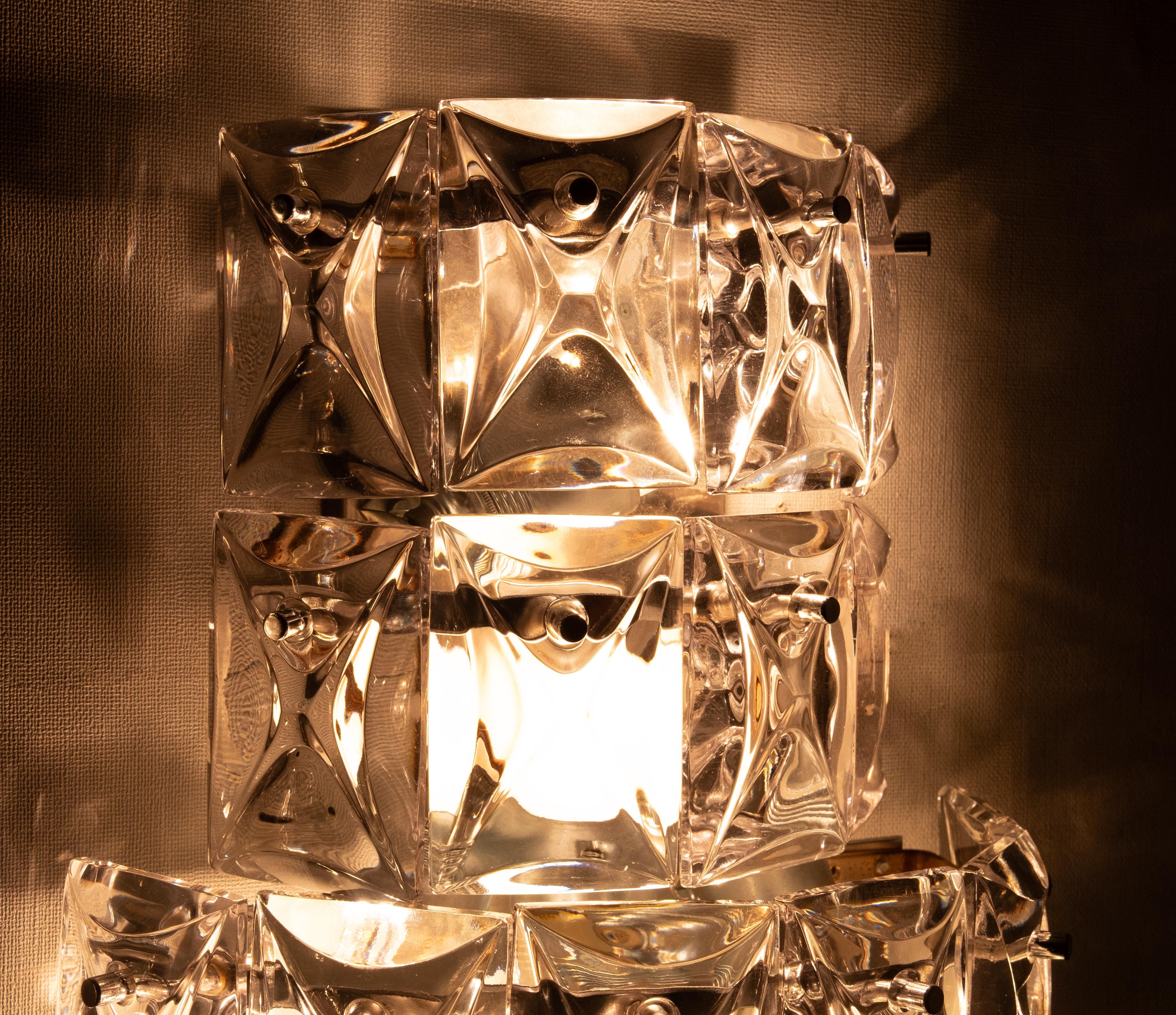 Große Kinkeldy Chrystal Glass Wandlampen 1970er Jahre Deutschland im Angebot 6