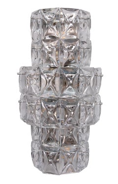 Grandi lampade da parete in vetro cristallo Kinkeldy anni '70 Germania