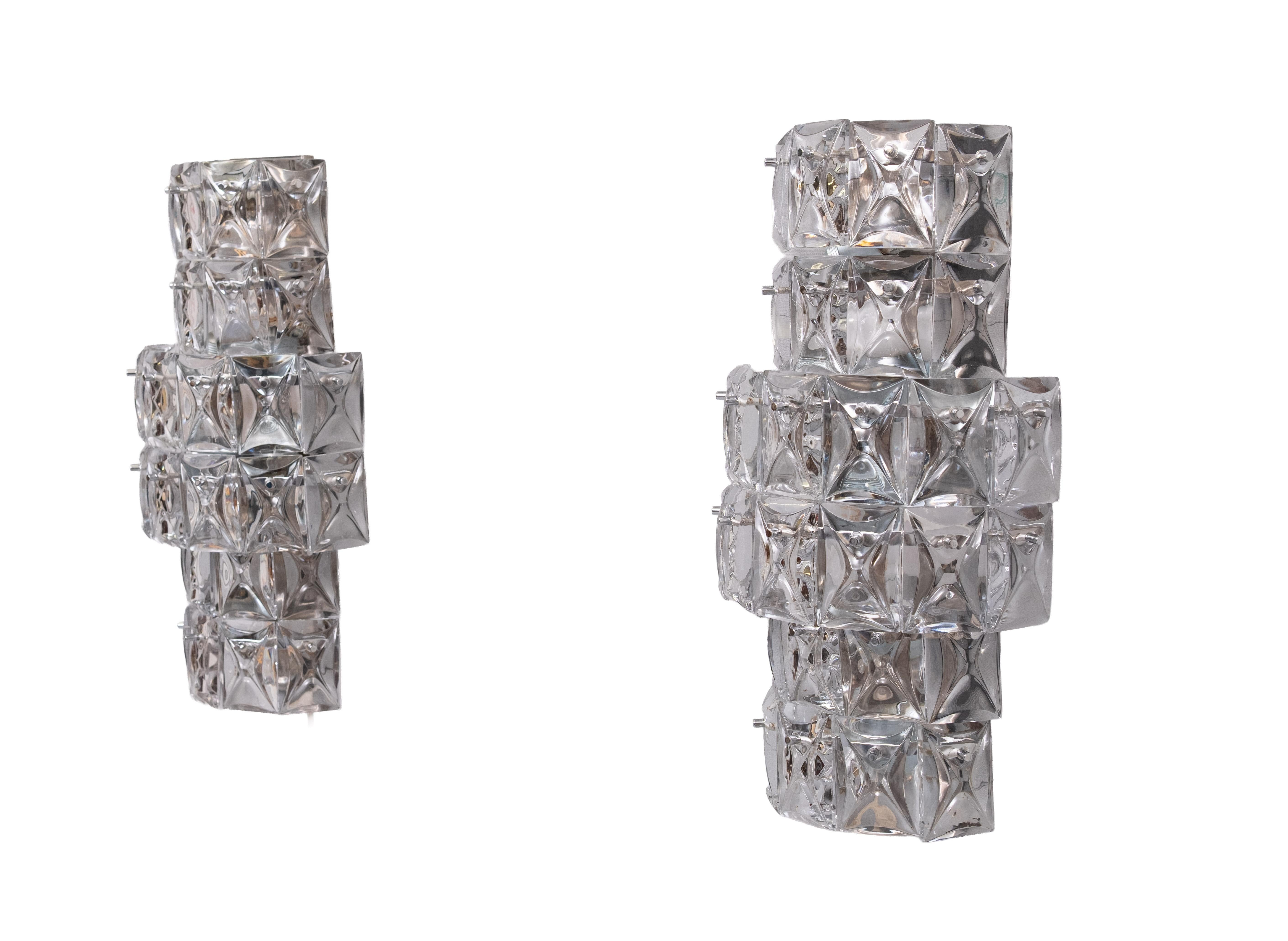 Große Kinkeldy Chrystal Glass Wandlampen 1970er Jahre Deutschland im Zustand „Gut“ im Angebot in Den Haag, NL