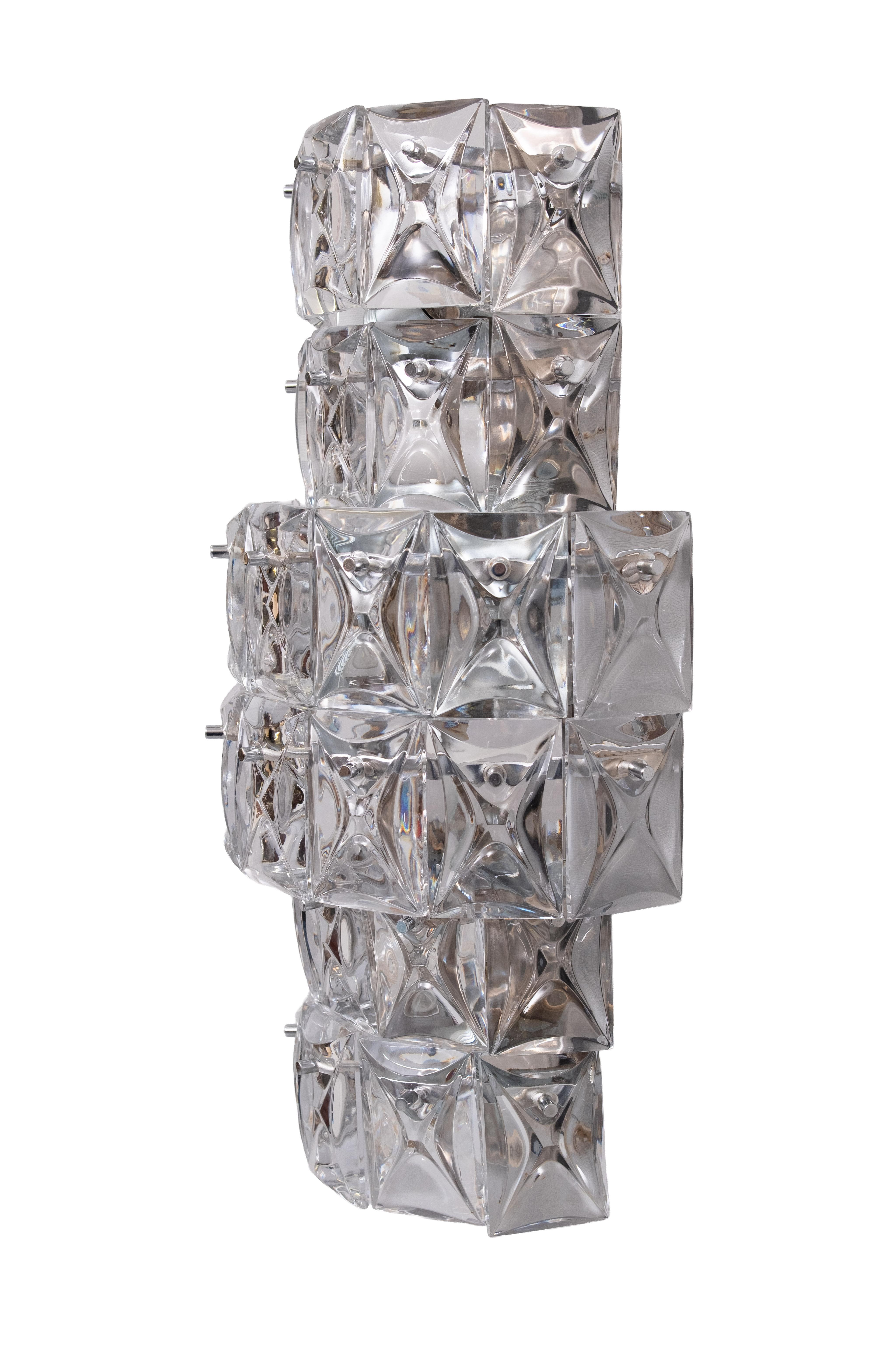 Große Kinkeldy Chrystal Glass Wandlampen 1970er Jahre Deutschland (Ende des 20. Jahrhunderts) im Angebot
