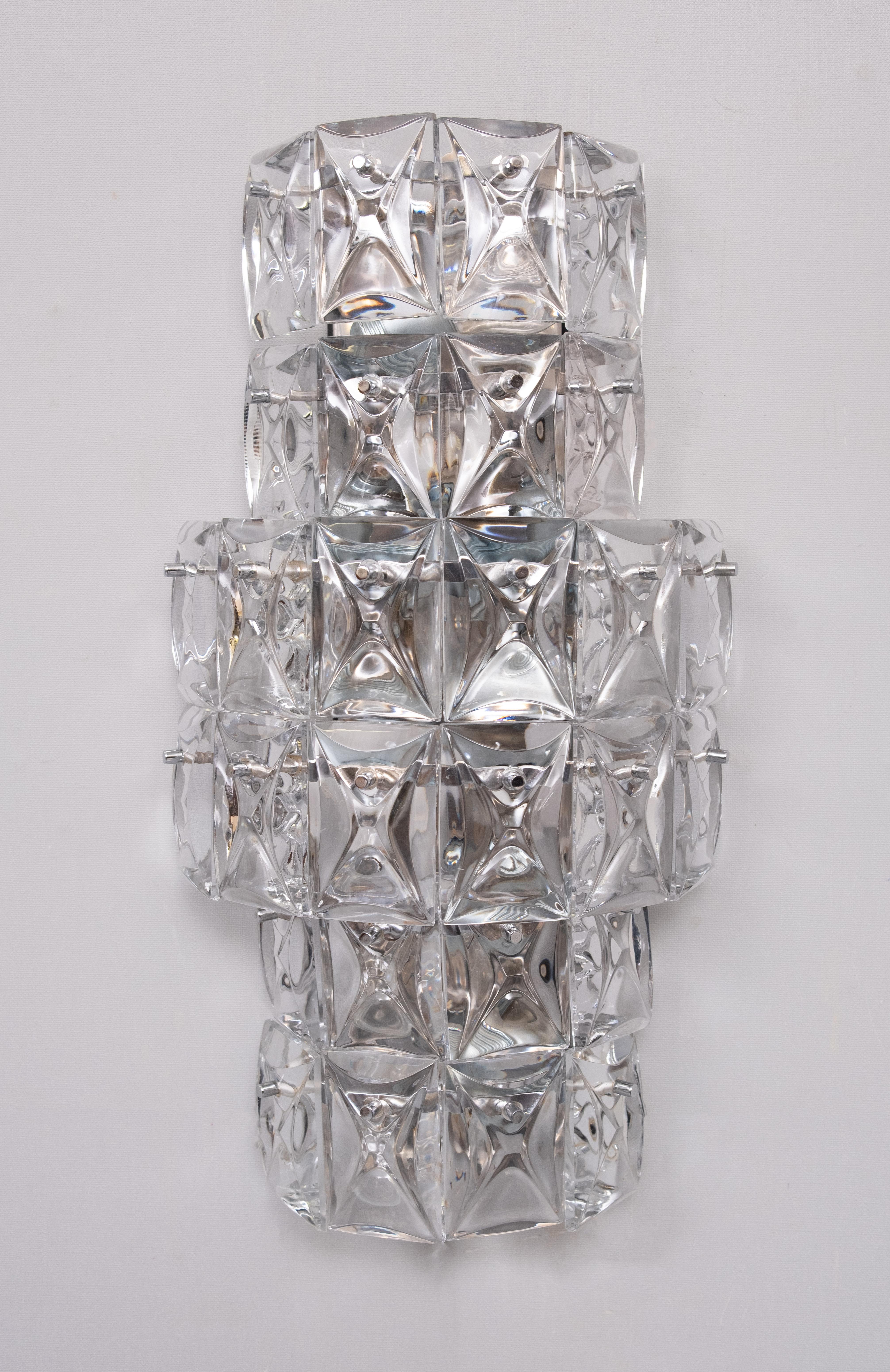 Große Kinkeldy Chrystal Glass Wandlampen 1970er Jahre Deutschland (Kristall) im Angebot