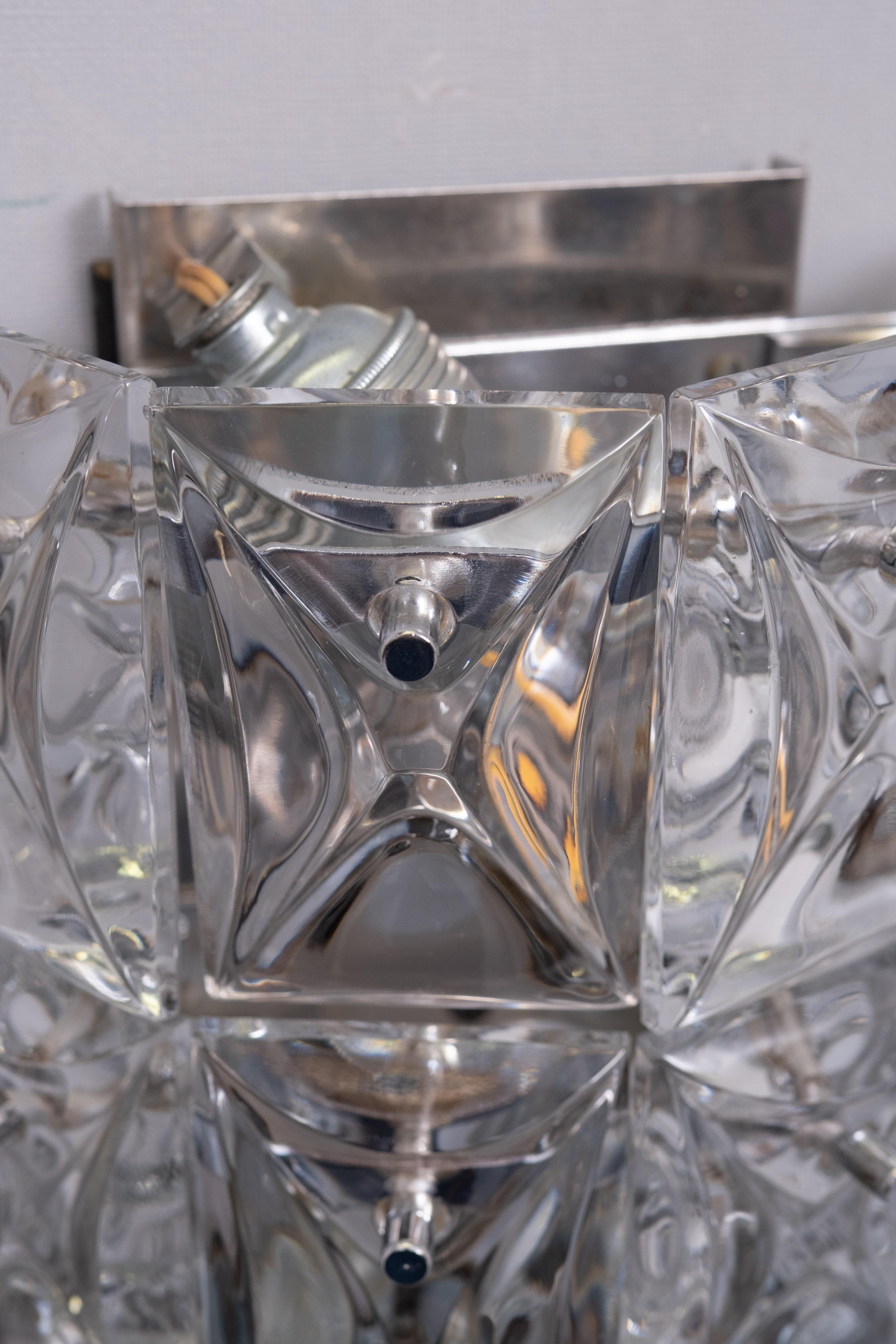 Große Kinkeldy Chrystal Glass Wandlampen 1970er Jahre Deutschland im Angebot 3