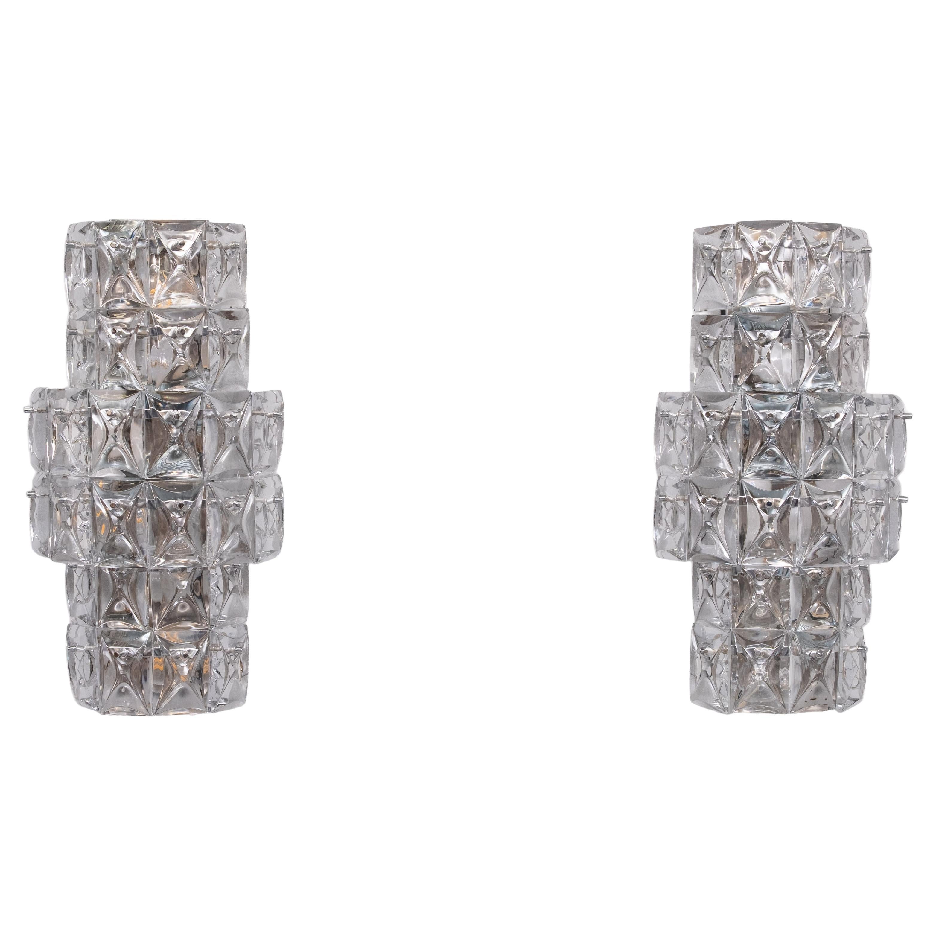Grandes appliques Kinkeldy en cristal de verre 1970 Allemagne