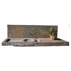 Large kitchen sink in oxidized black schist