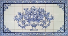 Large Kitchen Tile Backsplash - Hand Painted Portuguese Tiles Azulejos "Lemons"