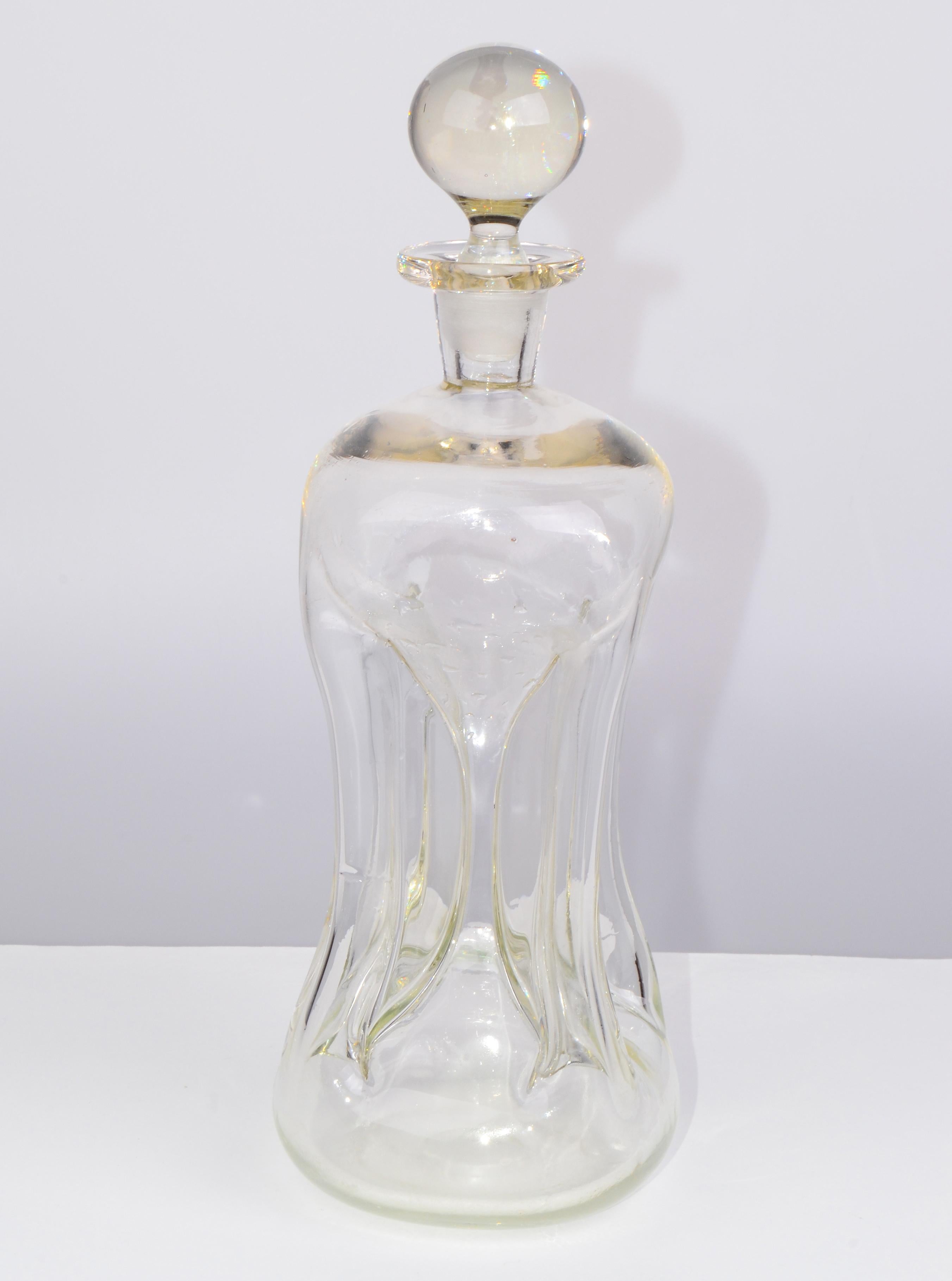 Hand-Crafted Large Kluk Kluk Glass Decanter Holmegaard designed By Jacob Eiler Bang Denmark For Sale