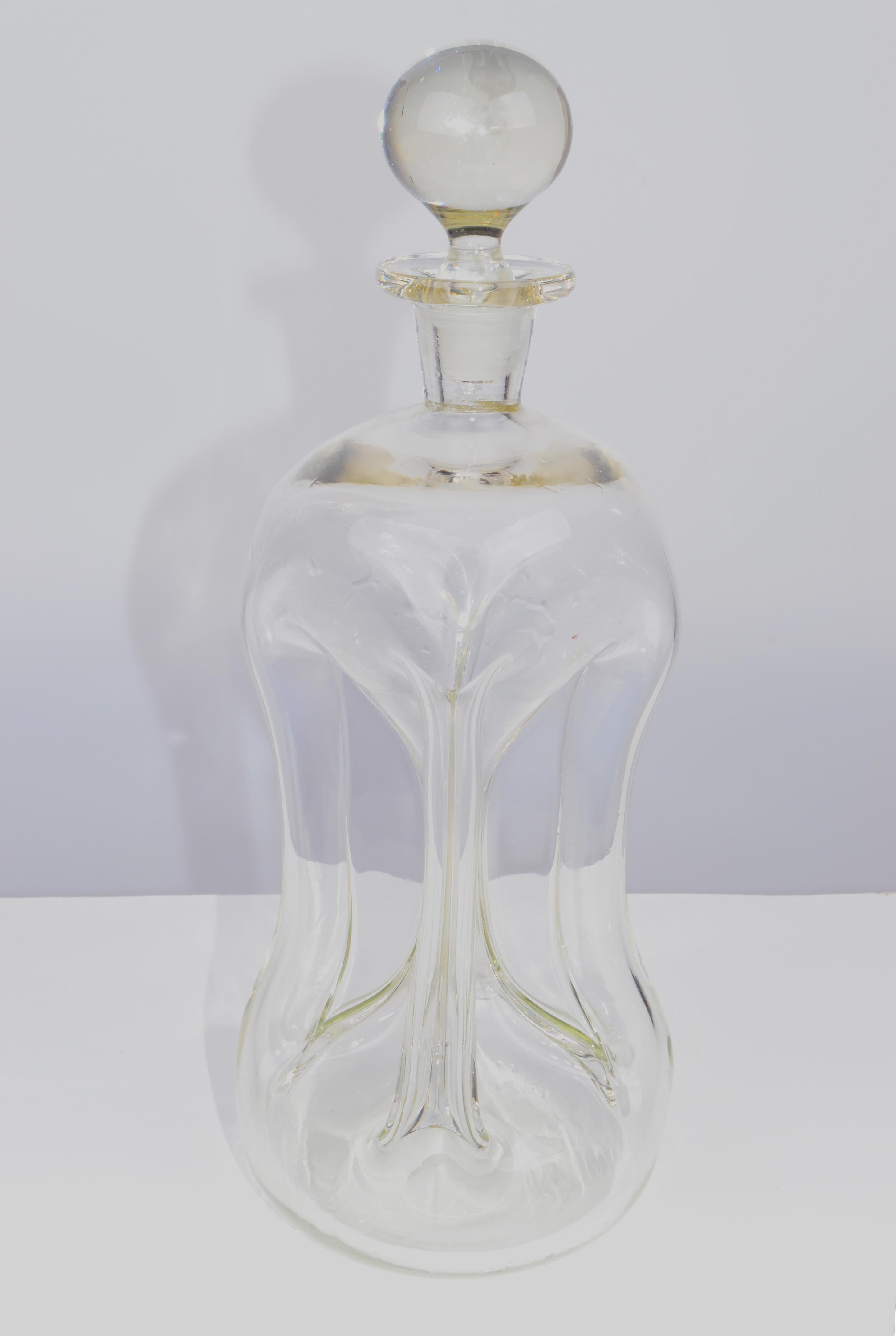Large Kluk Kluk Glass Decanter Holmegaard designed By Jacob Eiler Bang Denmark In Good Condition For Sale In Miami, FL