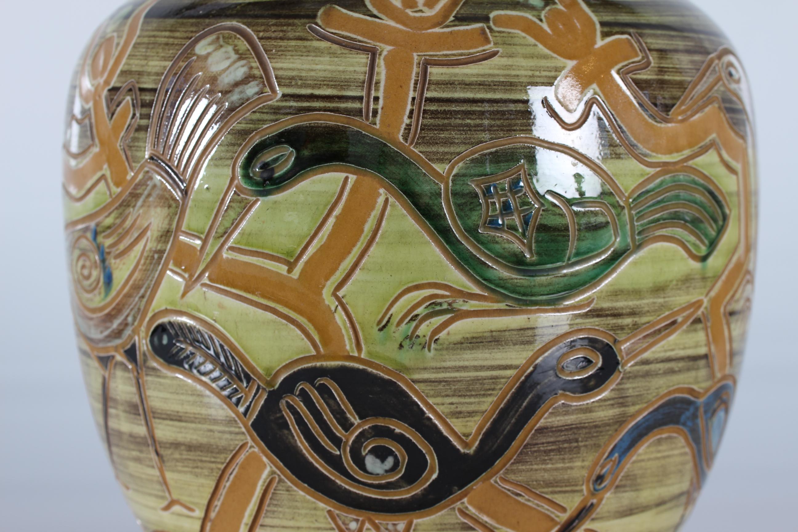 Large Knabstrup Ceramic Bird Floor Vase by Harald Folmer Gross Denmark 1940s In Good Condition In Aarhus C, DK