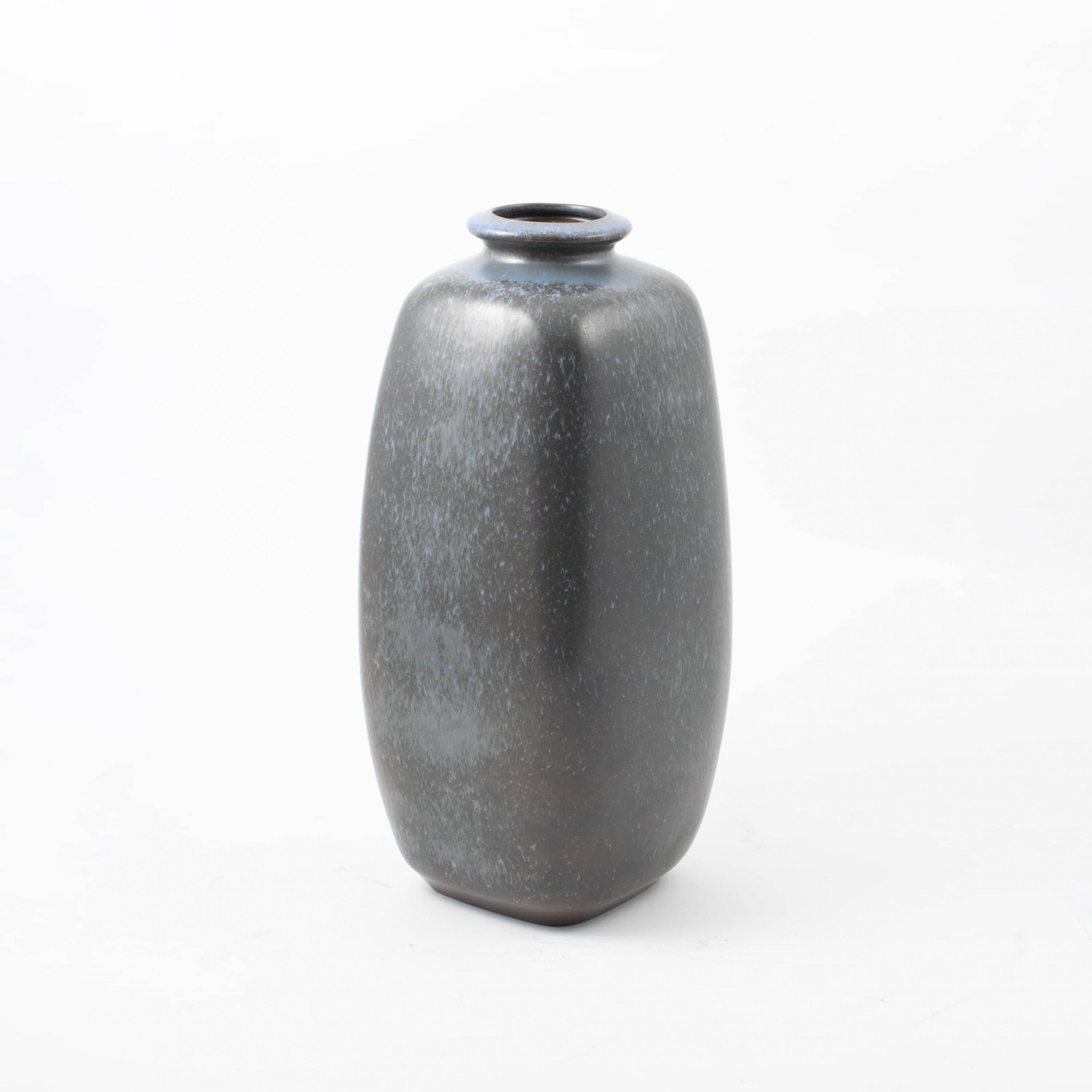 Danish Large Knabstrup Ceramic Vase, Glaze in Shades of Blue, Denmark Mid-Century