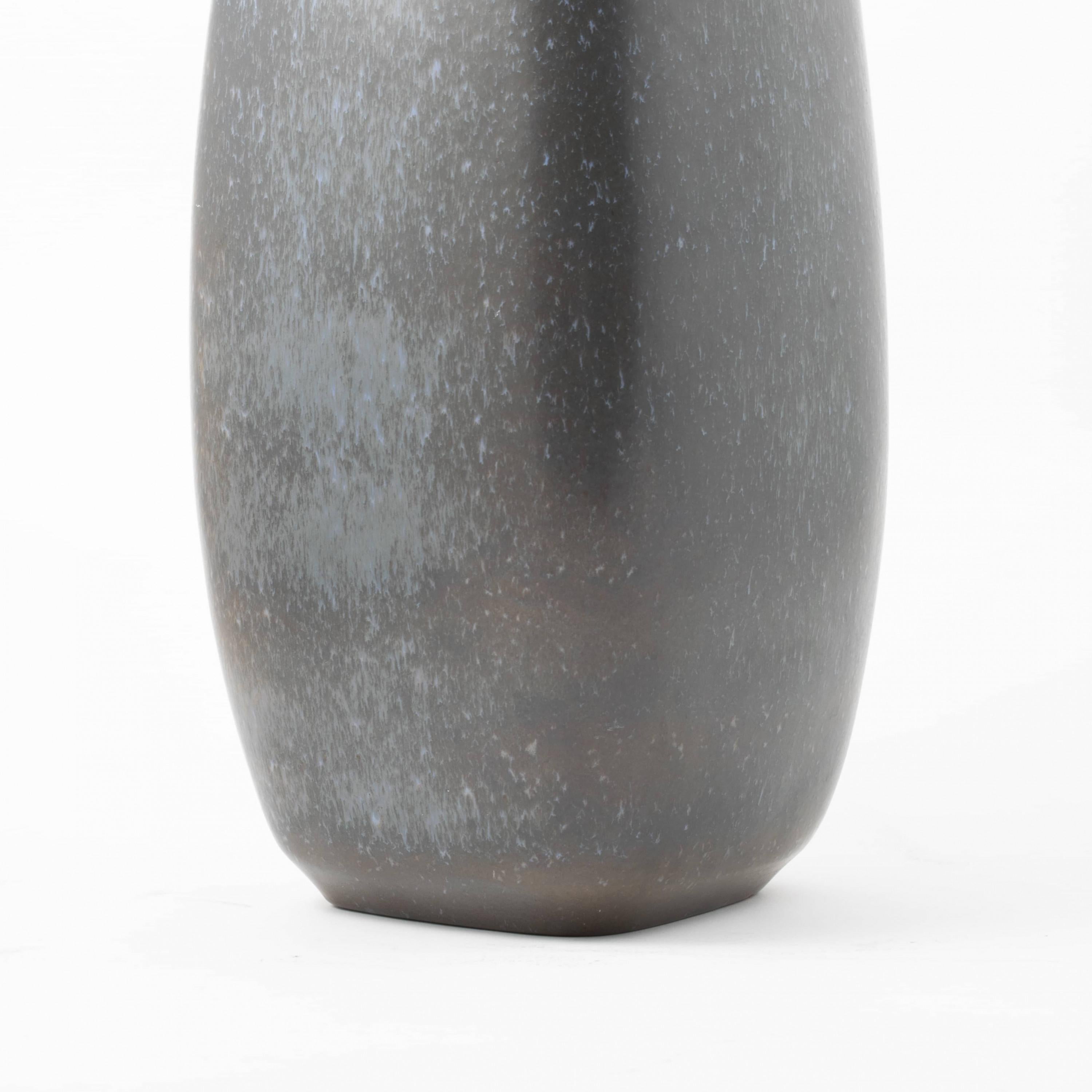 20th Century Large Knabstrup Ceramic Vase, Glaze in Shades of Blue, Denmark Mid-Century
