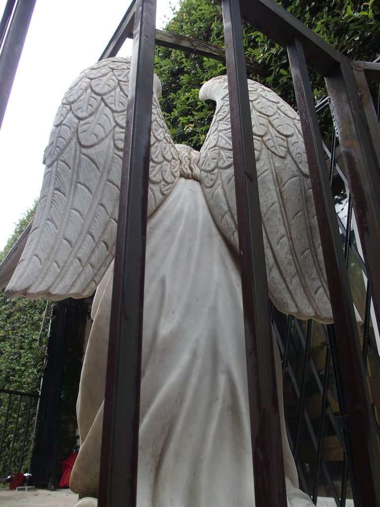 Large Kneeling Angel Statue in Carved Marble at 1stDibs large angel