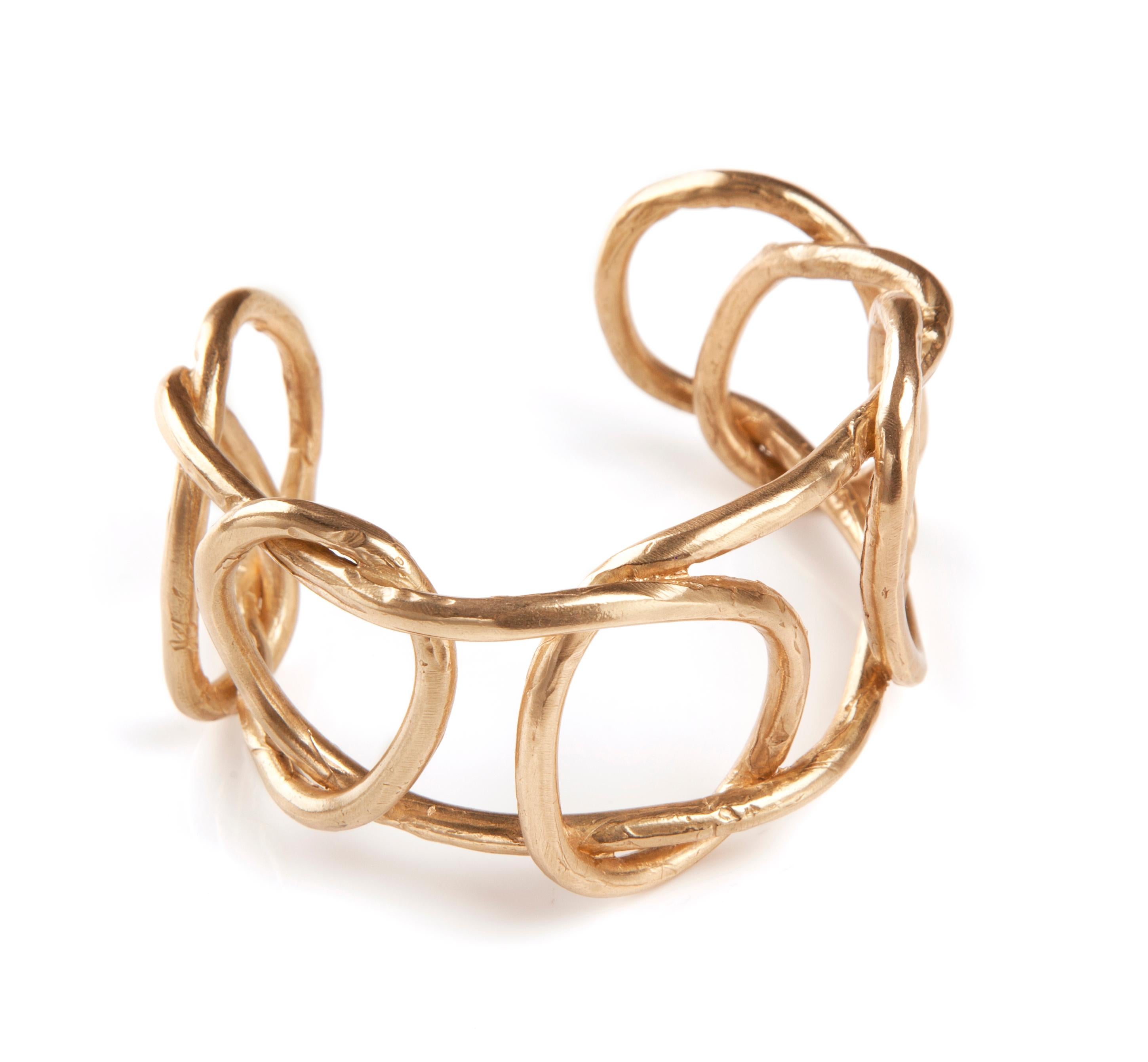 Contemporary Large Knot Gold-Plated Bronze Cuff Bracelet For Sale