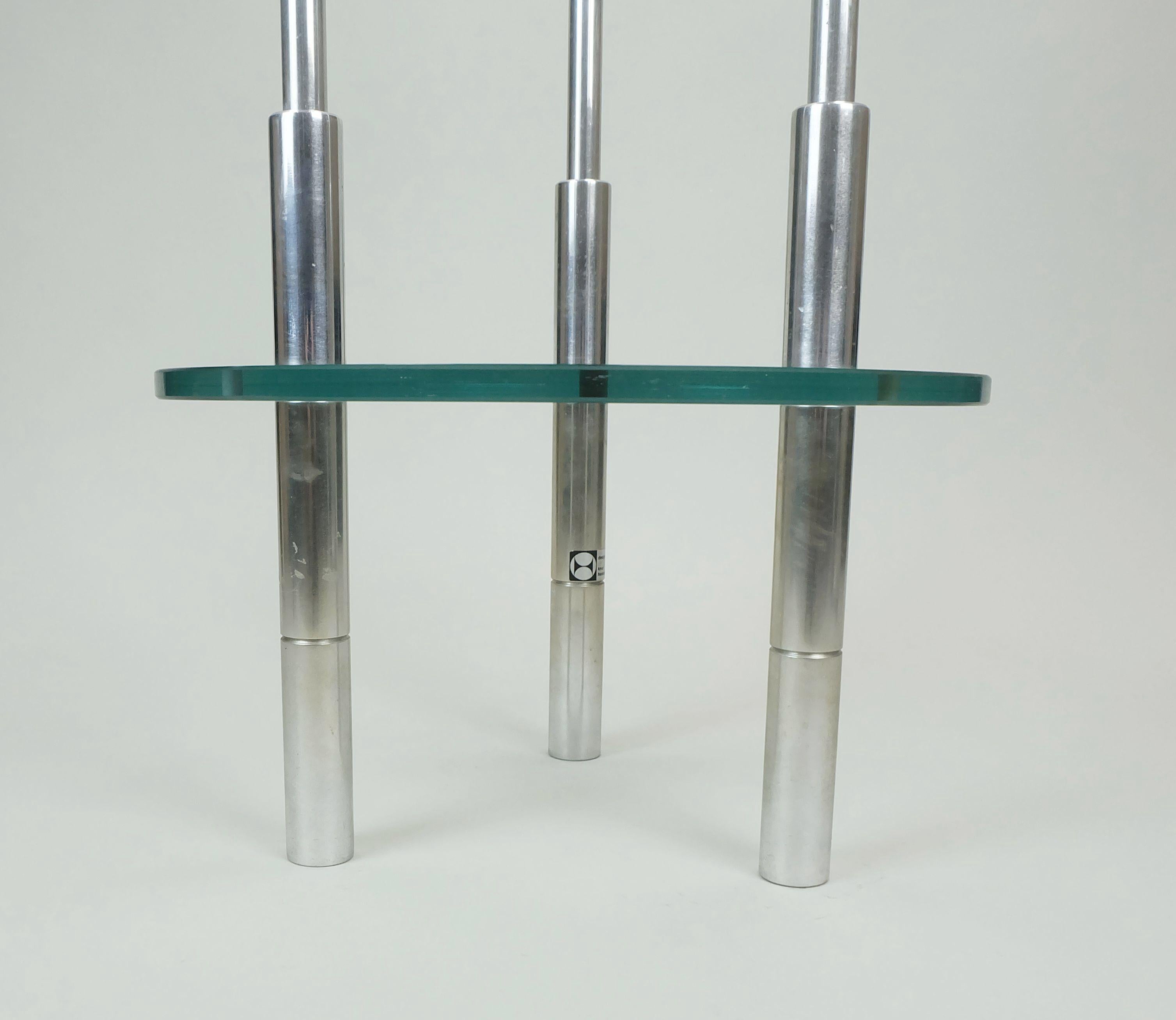 large knut hesterberg CANDLE HOLDER candelabra stainless steel and glass 1970s For Sale 2