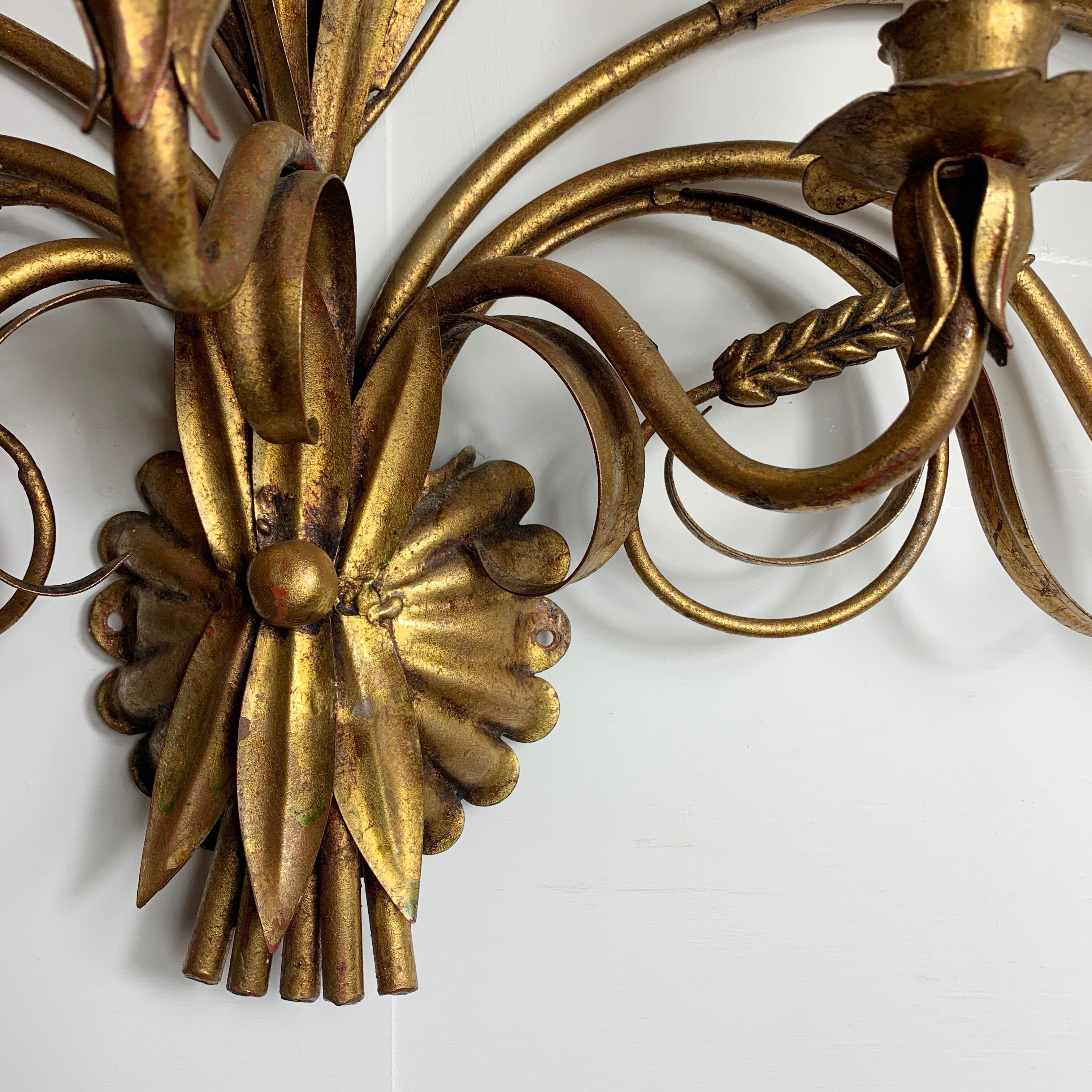 20th Century Large Kögl Gold Wheat Sheaf Wall Sconce, 1970s For Sale