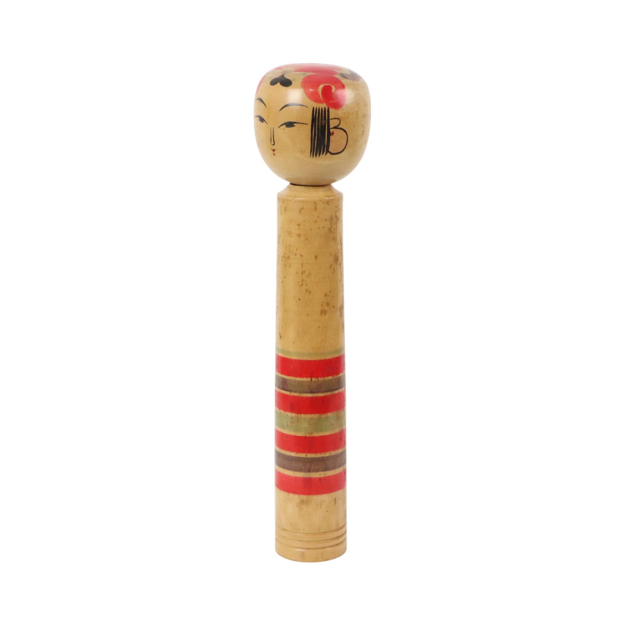 Large Kokeshi Doll XL Size Hand Painted Wood Japan Showa 48cm For Sale 6