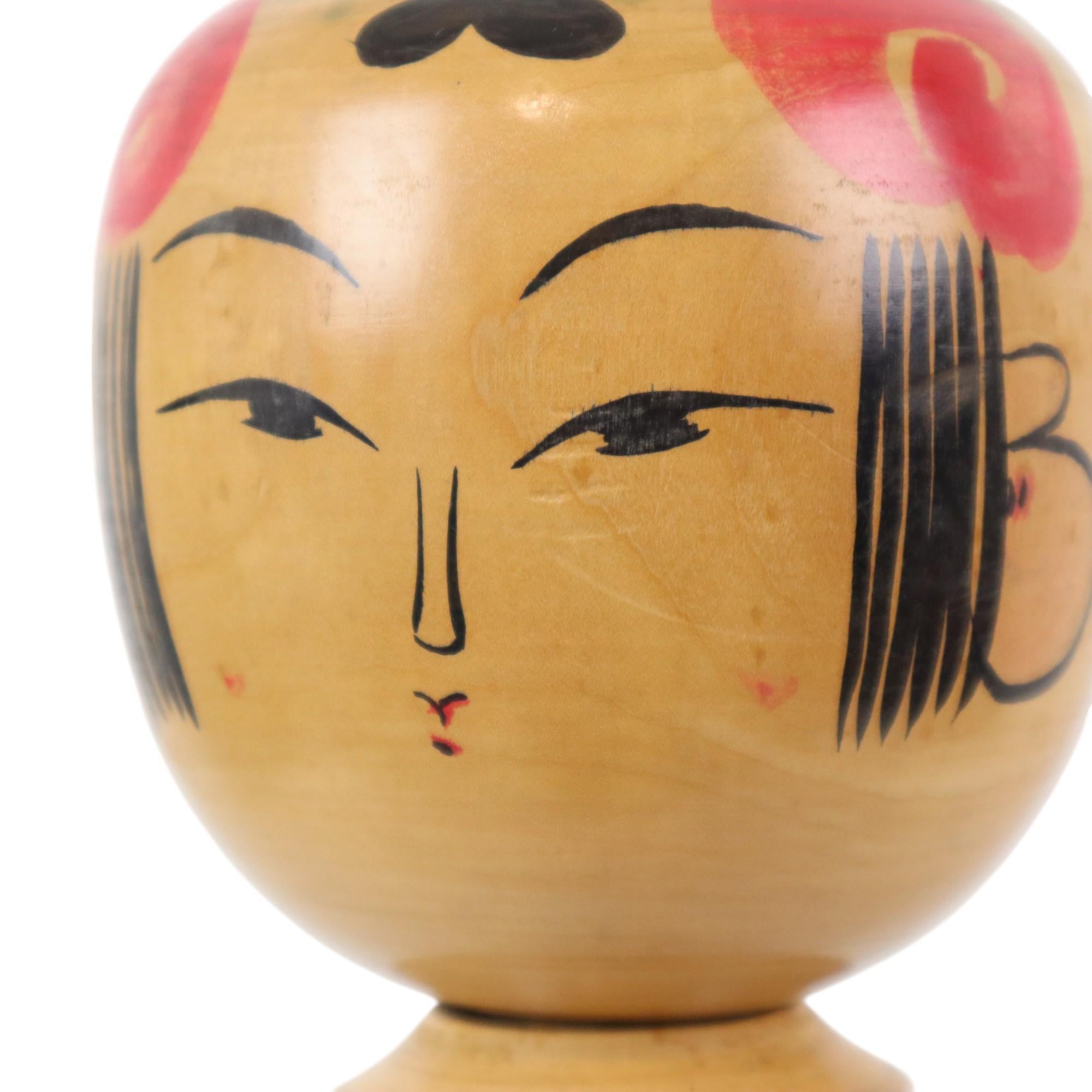 Large Kokeshi Doll XL Size Hand Painted Wood Japan Showa 48cm For Sale 8