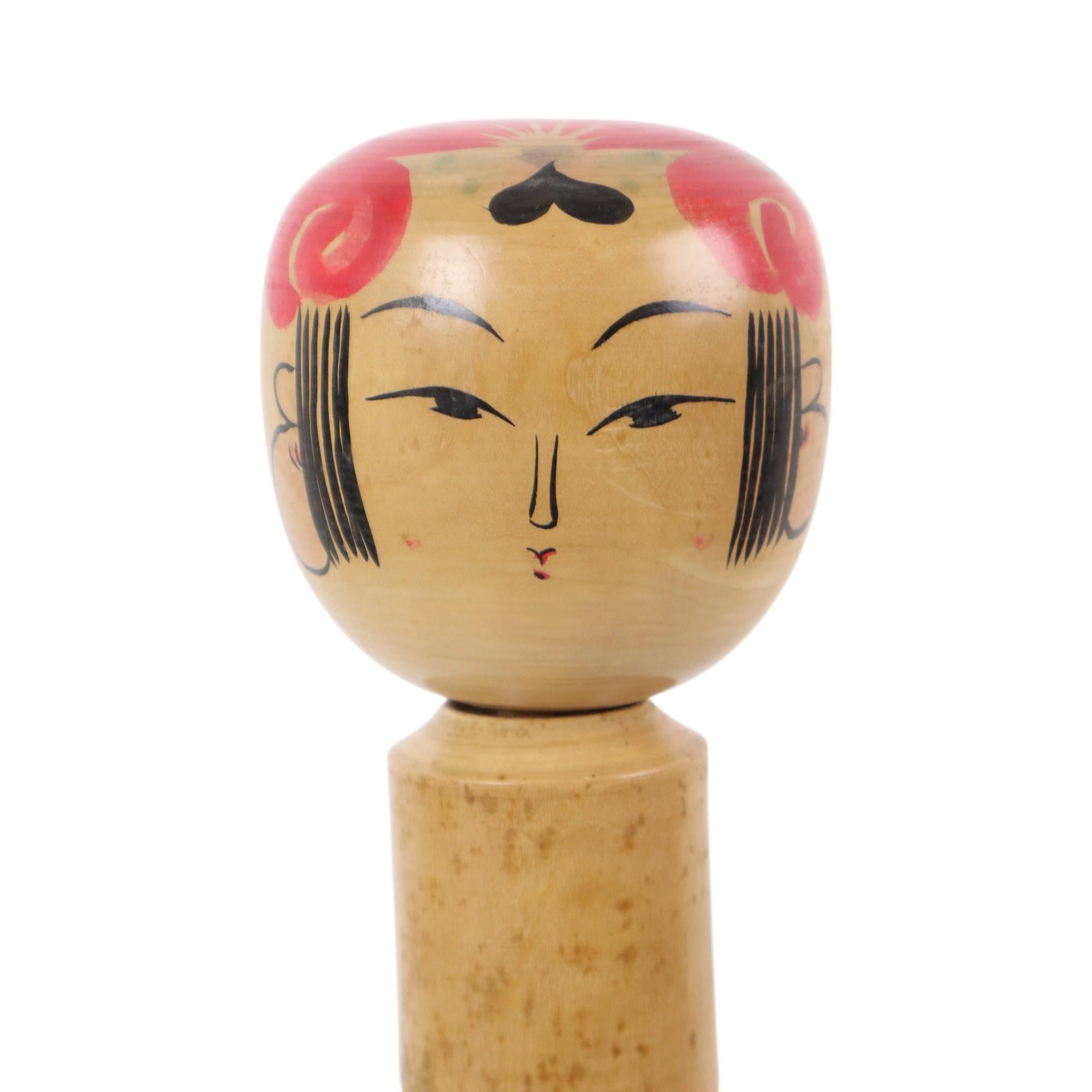 Japanese Large Kokeshi Doll XL Size Hand Painted Wood Japan Showa 48cm For Sale
