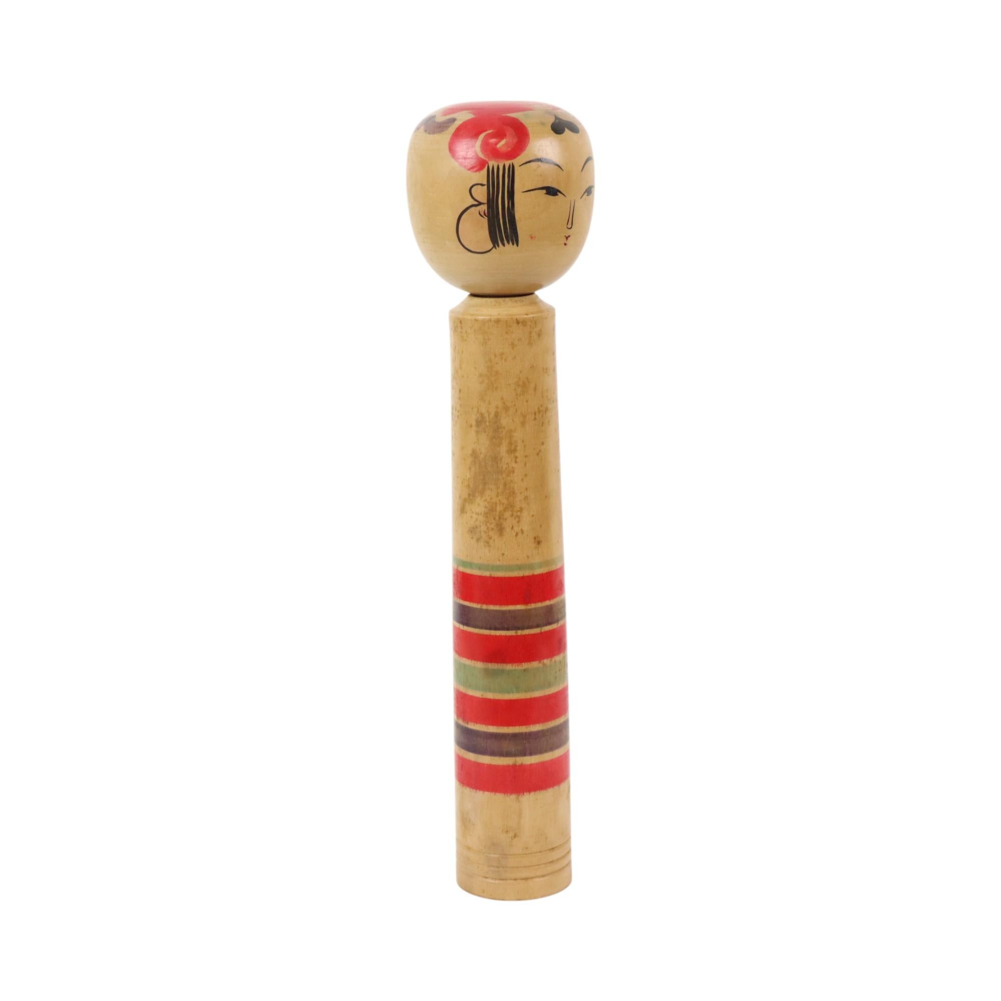 Large Kokeshi Doll XL Size Hand Painted Wood Japan Showa 48cm For Sale 1