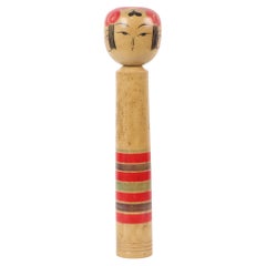 Large Kokeshi Doll XL Size Hand Painted Wood Japan Showa 48cm