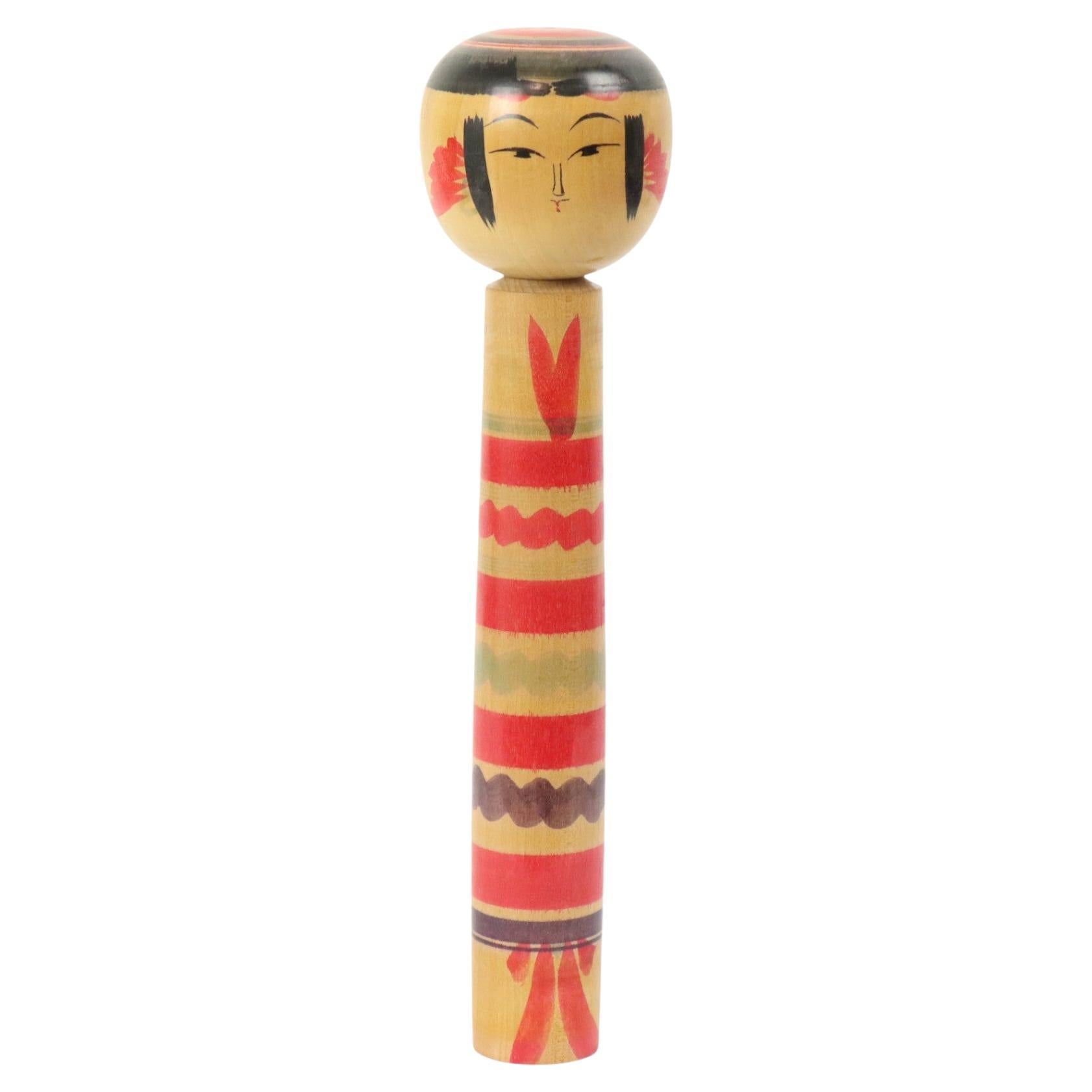 Large Kokeshi Doll XL Solid Wood Japan Showa Period 37cm