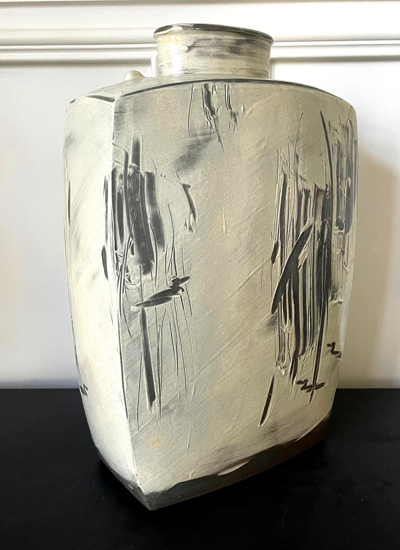 Large Korean Contemporary Buncheong Square Form Vase by Sung Jae Choi In Good Condition In Atlanta, GA