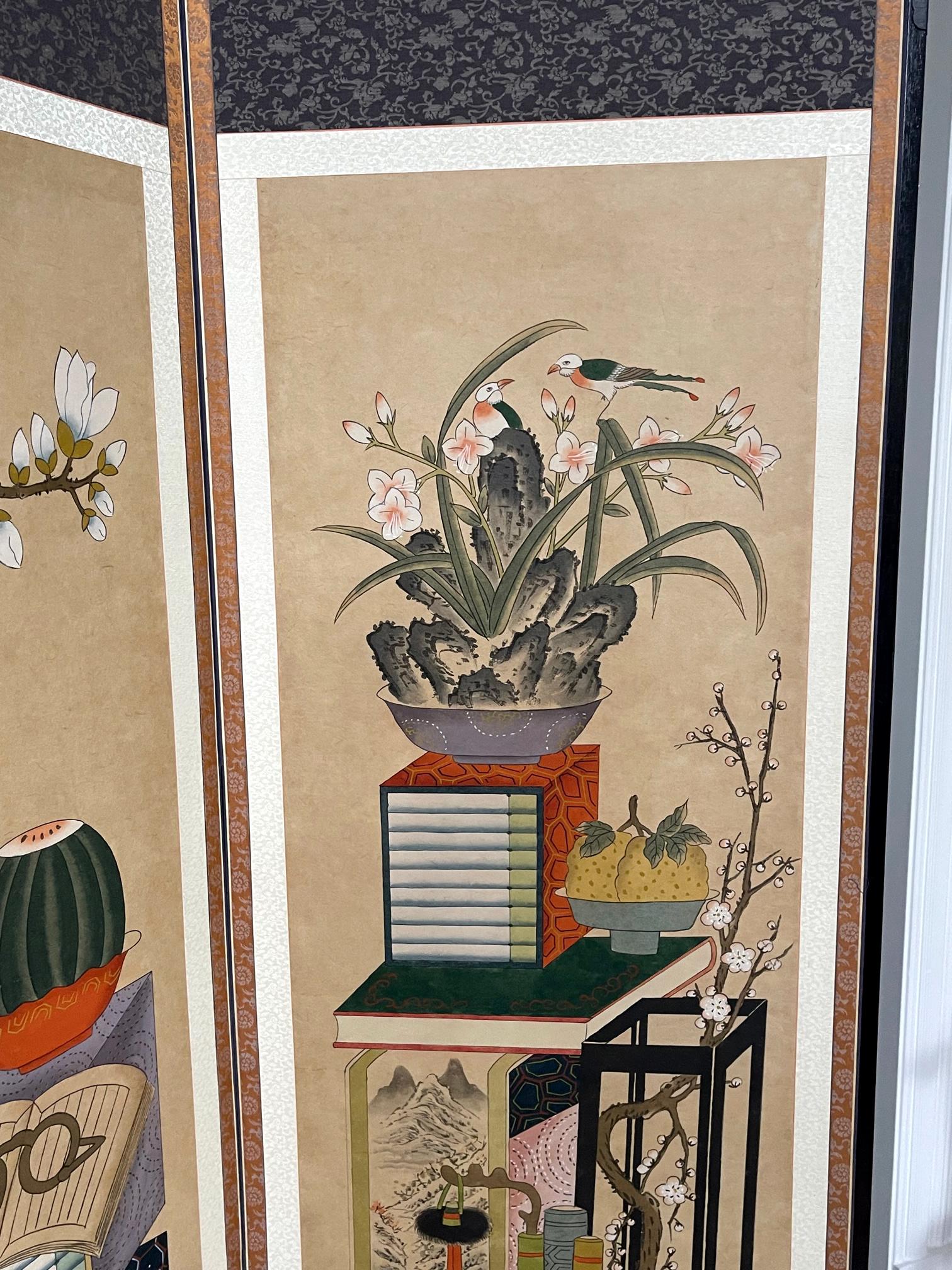 Large Korean Folding Chaekgeori Books and Scholars' Possessions Floor Screen 7