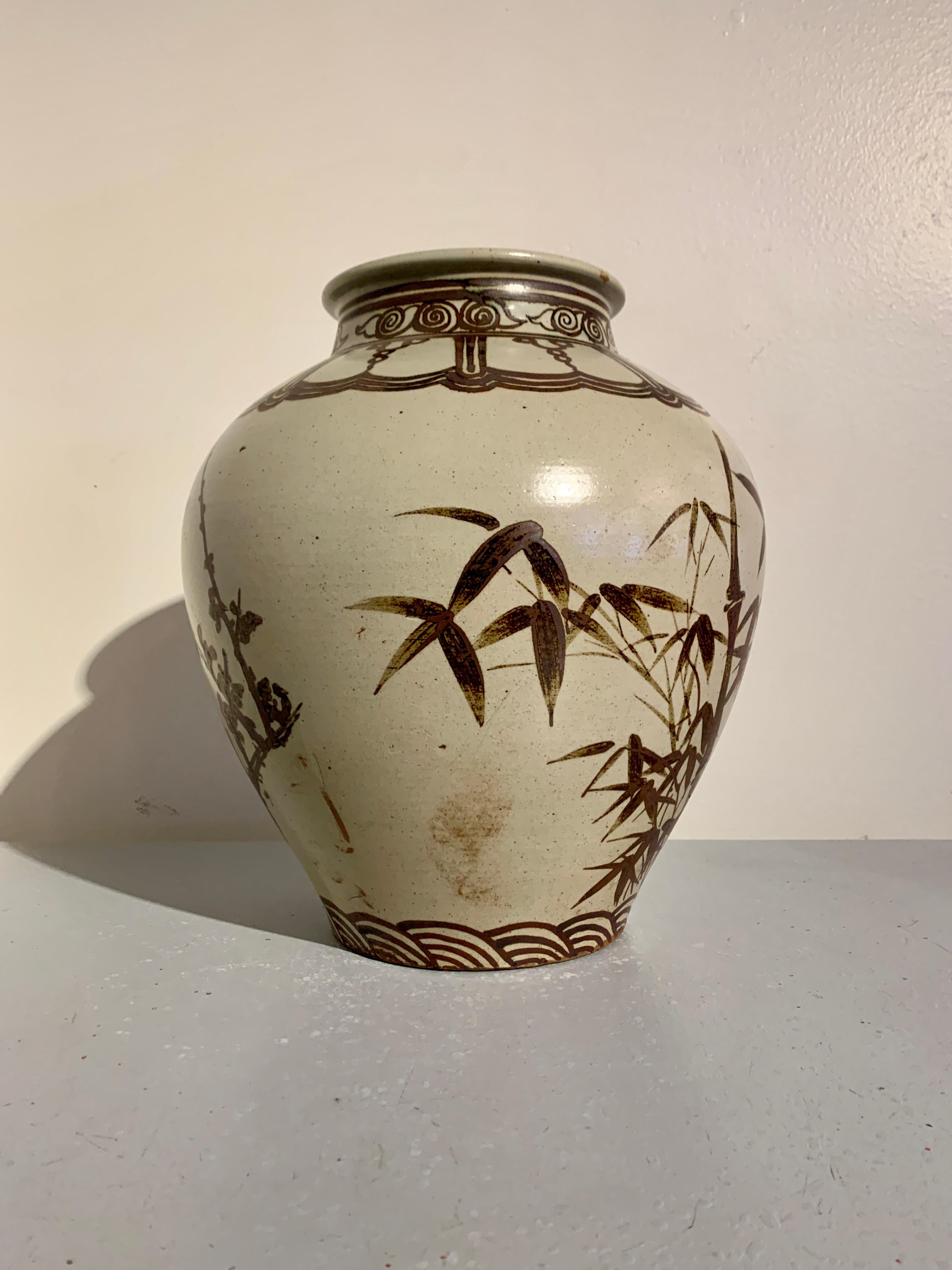 red bamboo vase