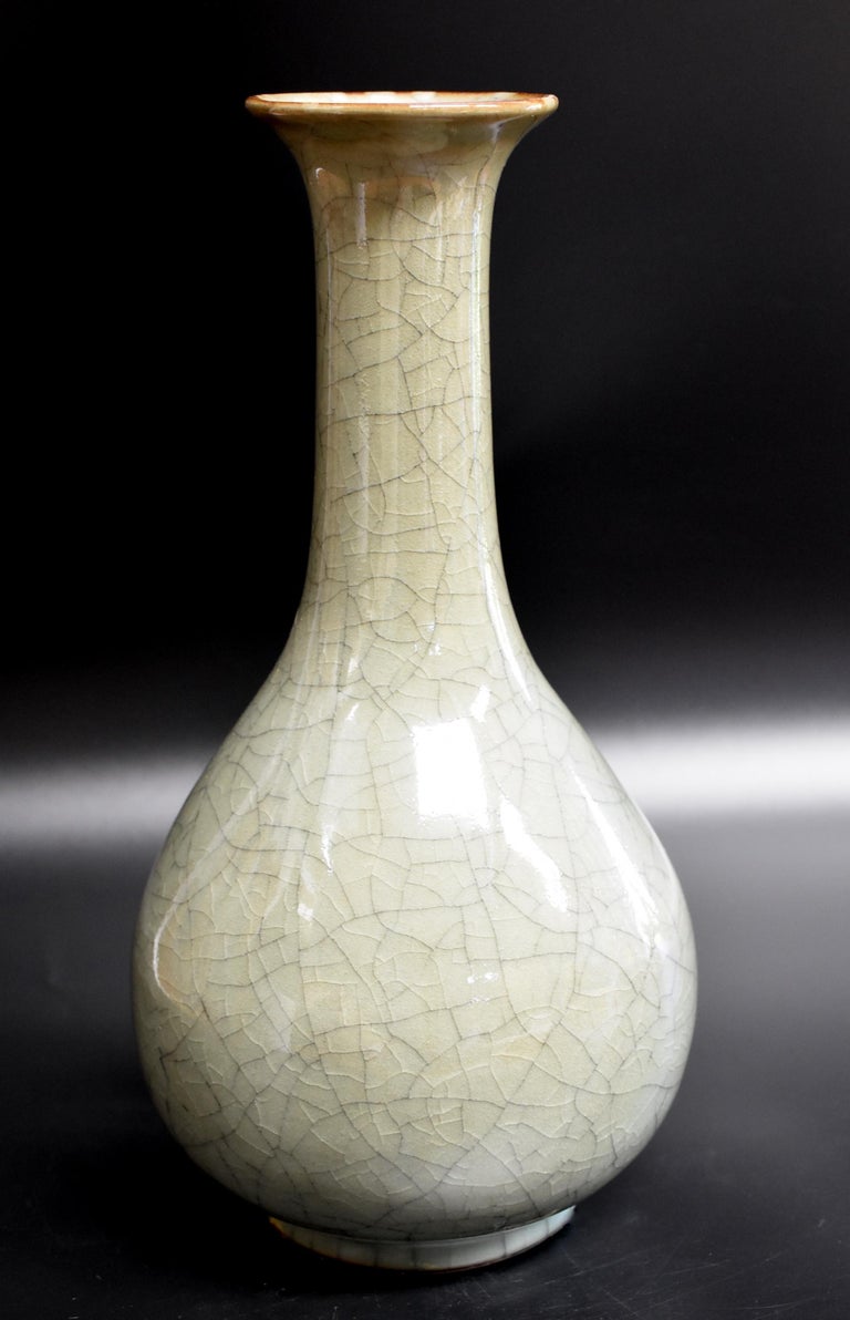 Large Korean Vase, Crackled Celadon Porcelain at 1stDibs