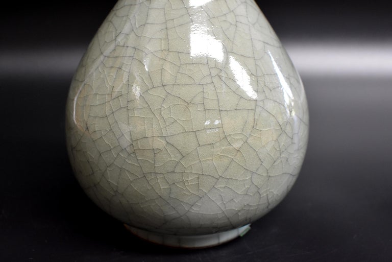 Large Korean Vase, Crackled Celadon Porcelain at 1stDibs