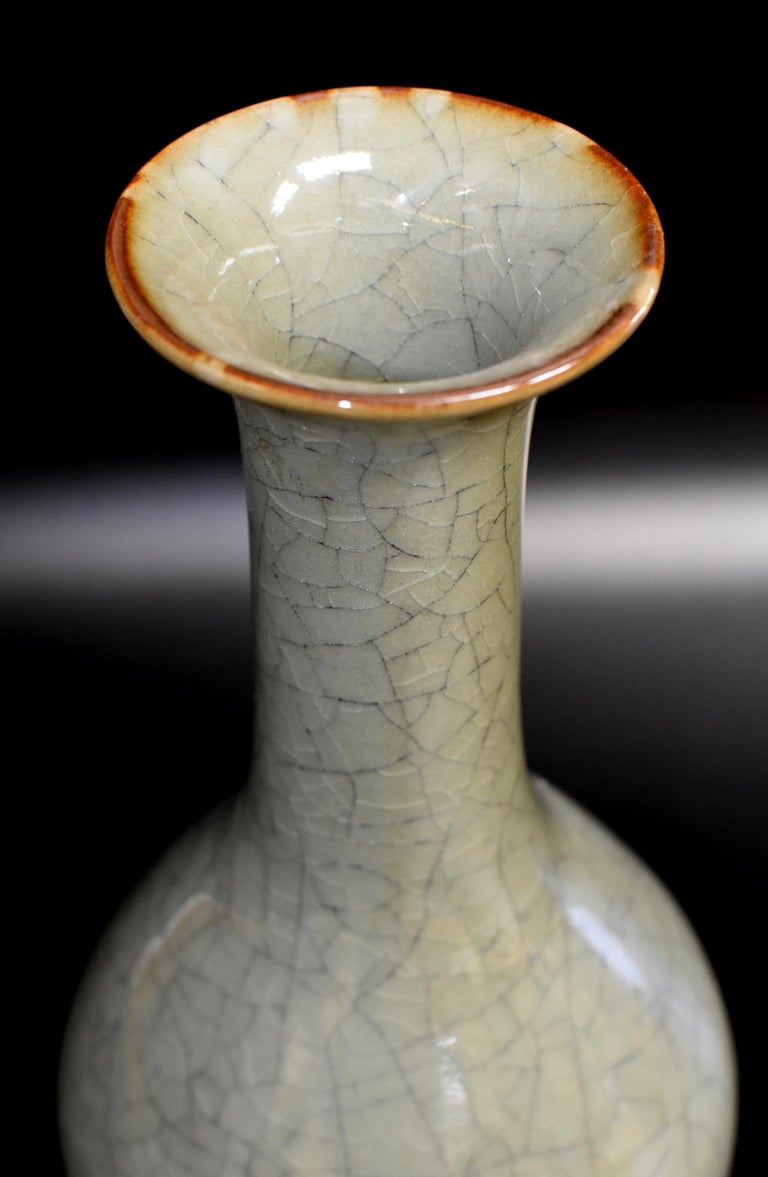 Large Korean Vase, Crackled Celadon Porcelain at 1stDibs