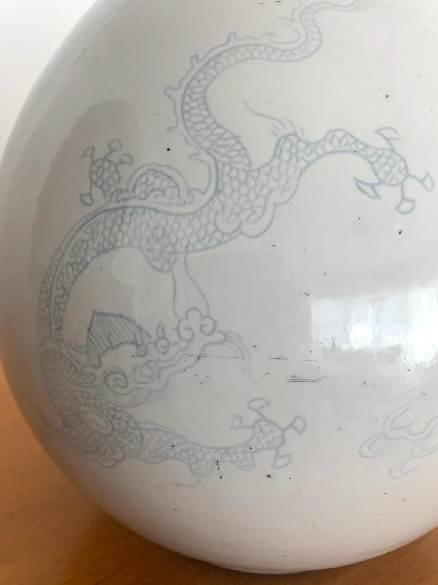 Large Korean White Dragon Vase Joseon Period 5