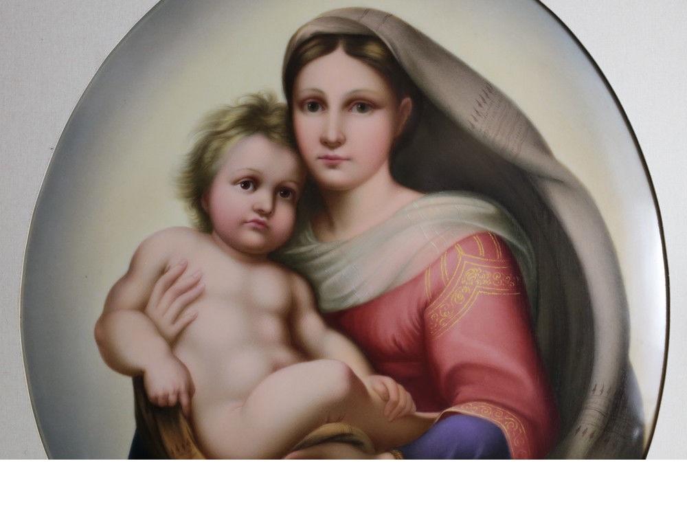 European Large KPM Porcelain Plaque Madonna and Child after Rafael, circa 1890 For Sale