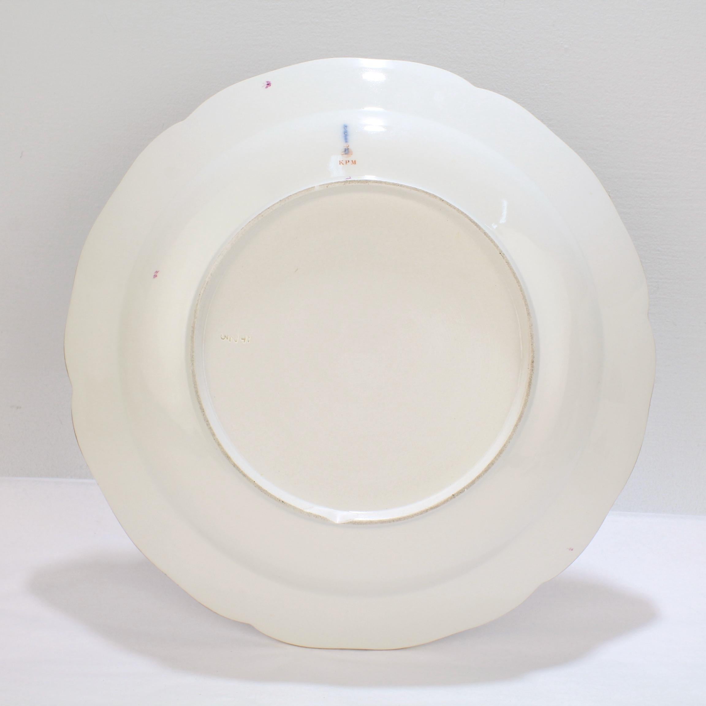 Large KPM Royal Berlin Porcelain Reliefzierat Pattern Charger Plate in Puce 1