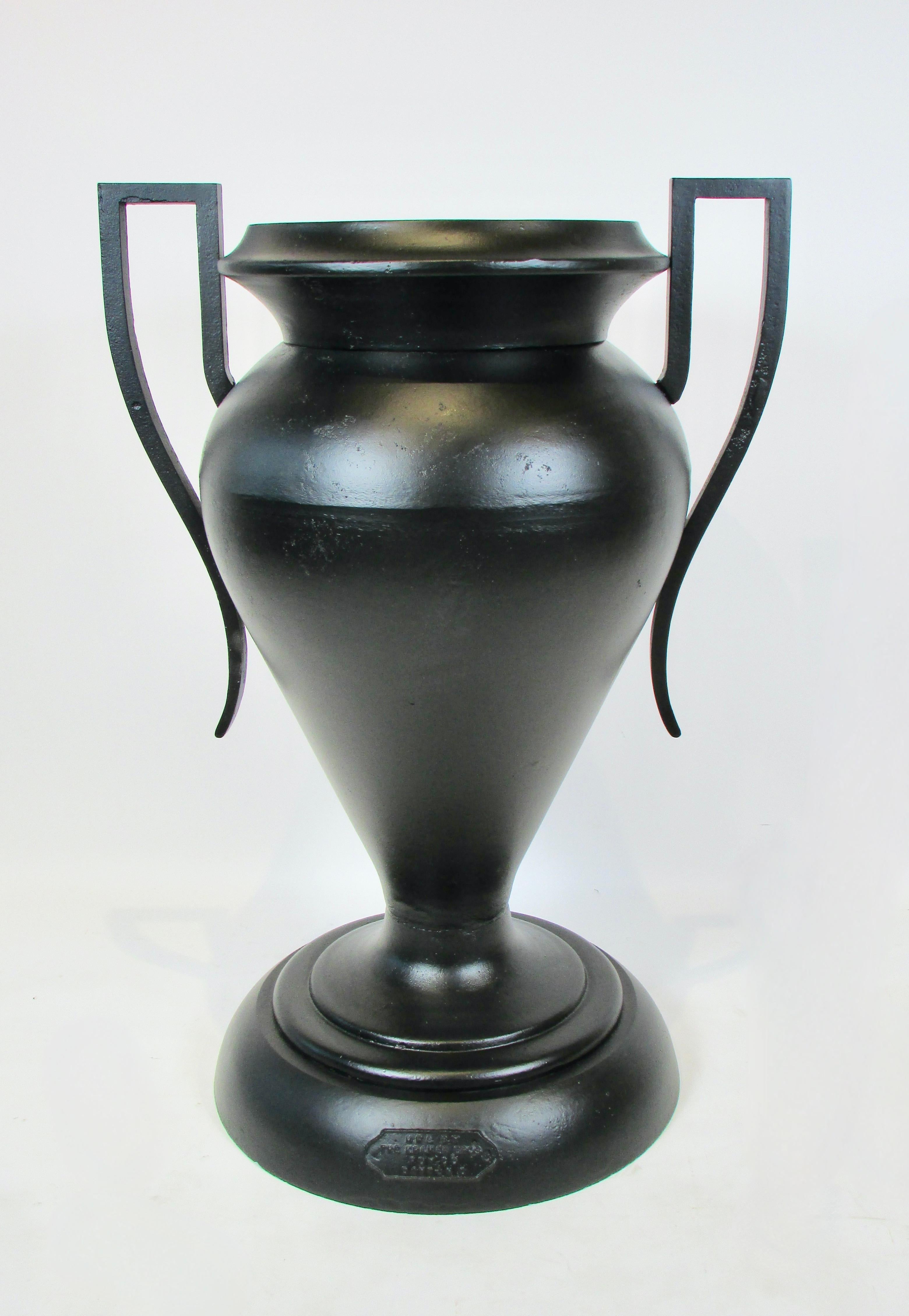Art Deco Large Kramer Brothers Cast Iron Planter Pot in Black Finish For Sale