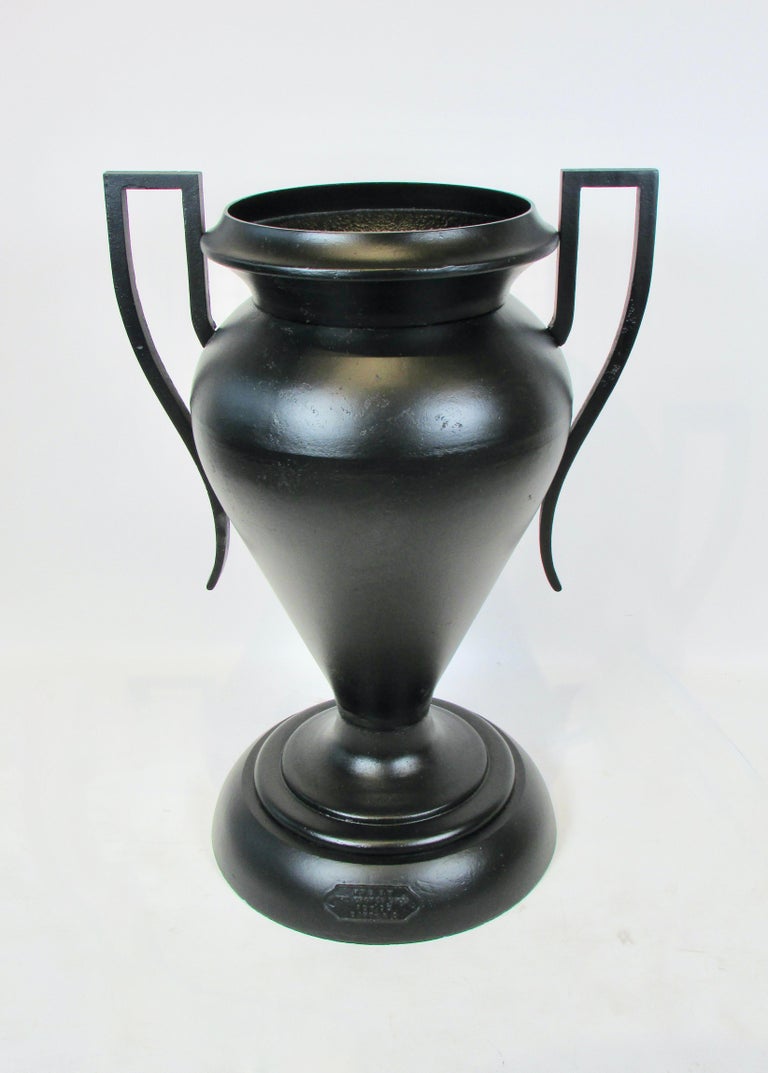 Large Kramer Brothers Cast Iron Planter Pot in Black Finish For Sale at