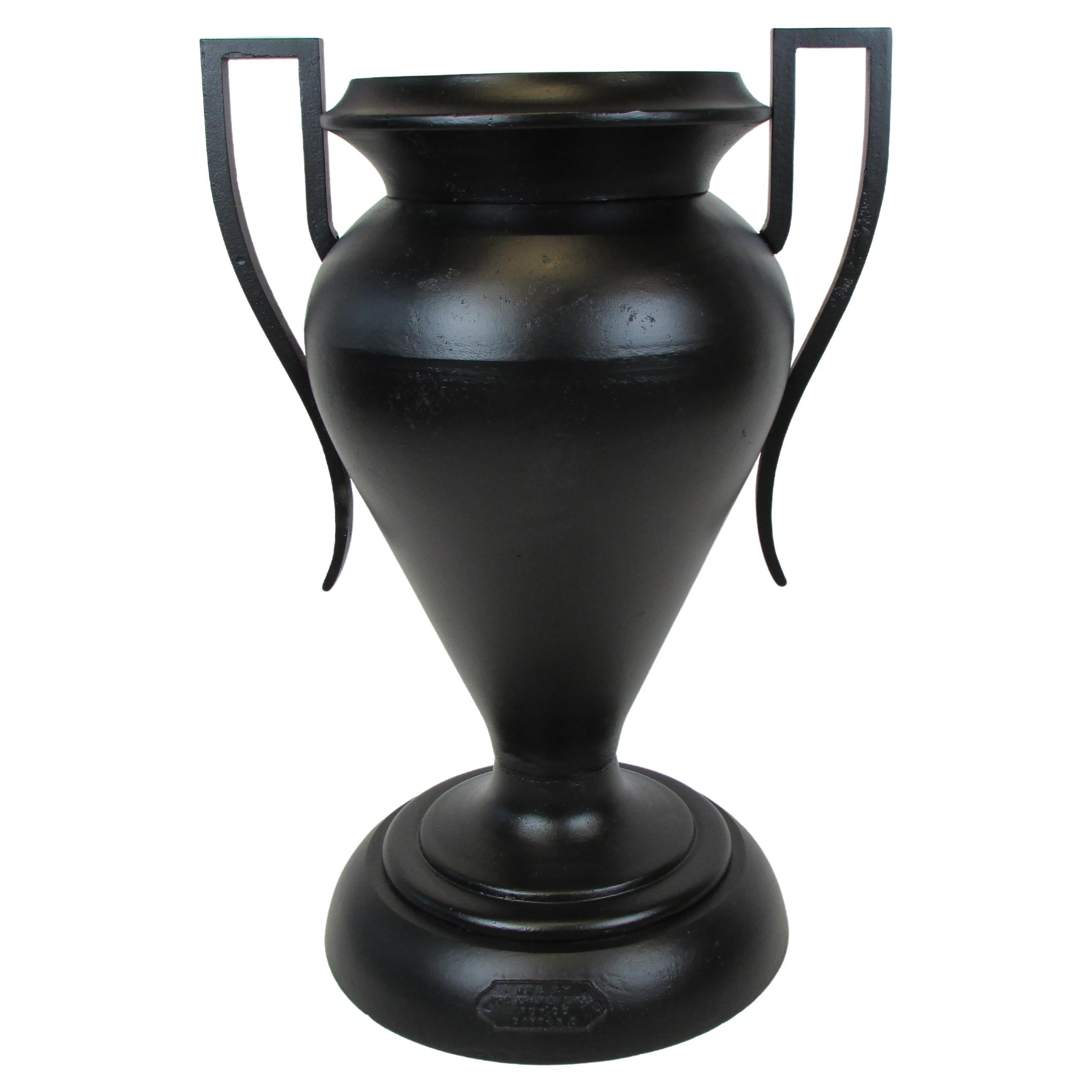 Large Kramer Brothers Cast Iron Planter Pot in Black Finish For Sale