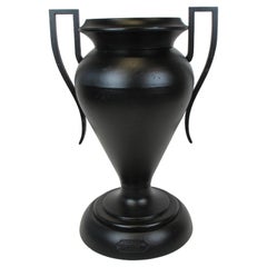Antique Large Kramer Brothers Cast Iron Planter Pot in Black Finish