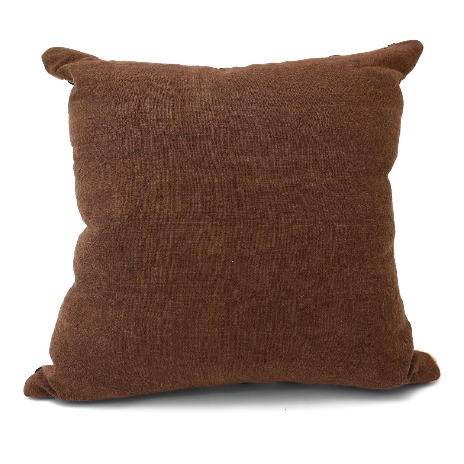 Hand-Crafted Large Kuba Cloth Cushion For Sale