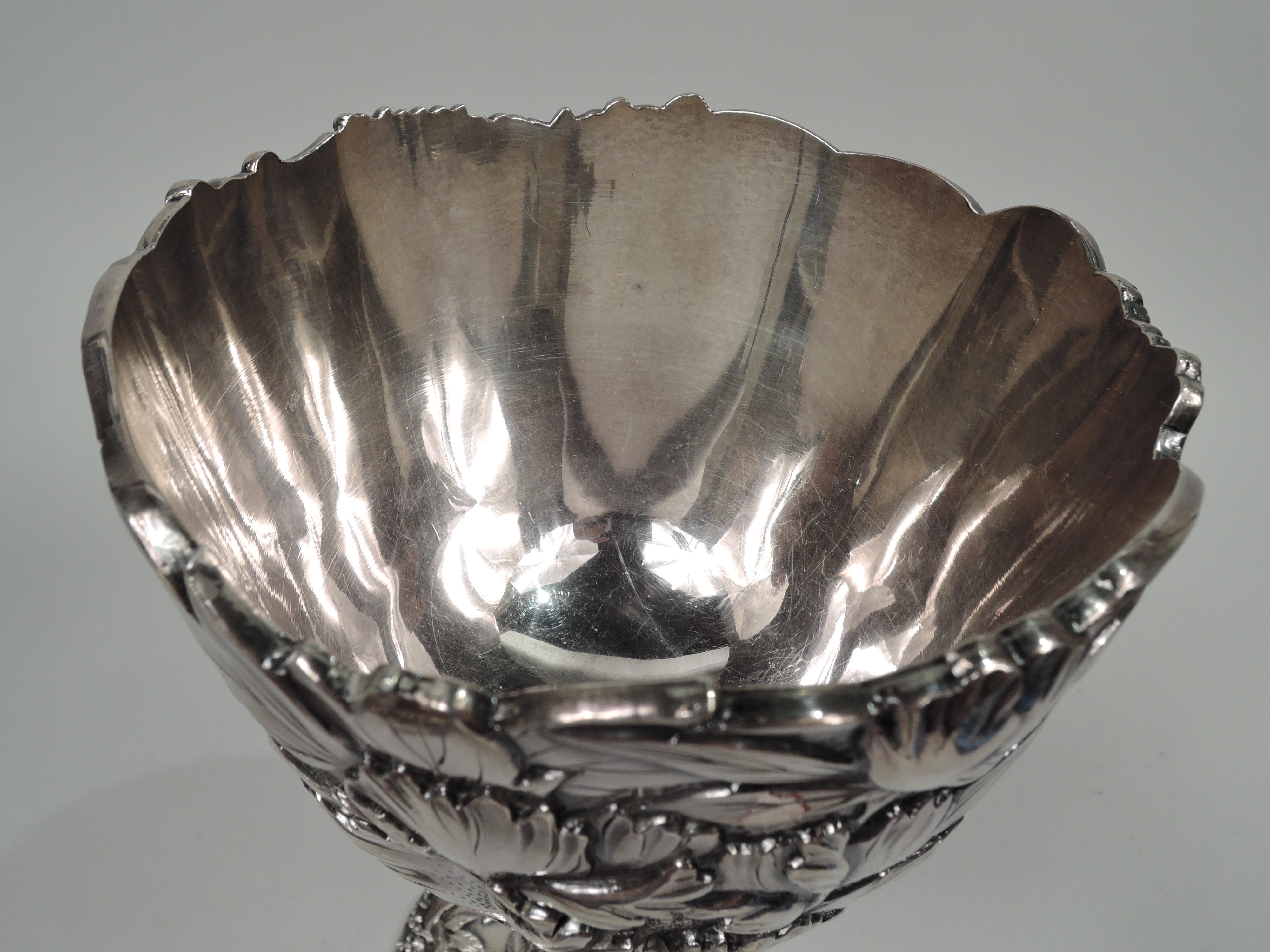 Large Kuhn & Komor Japanese Meiji Art Nouveau Silver Chalice Goblet 1