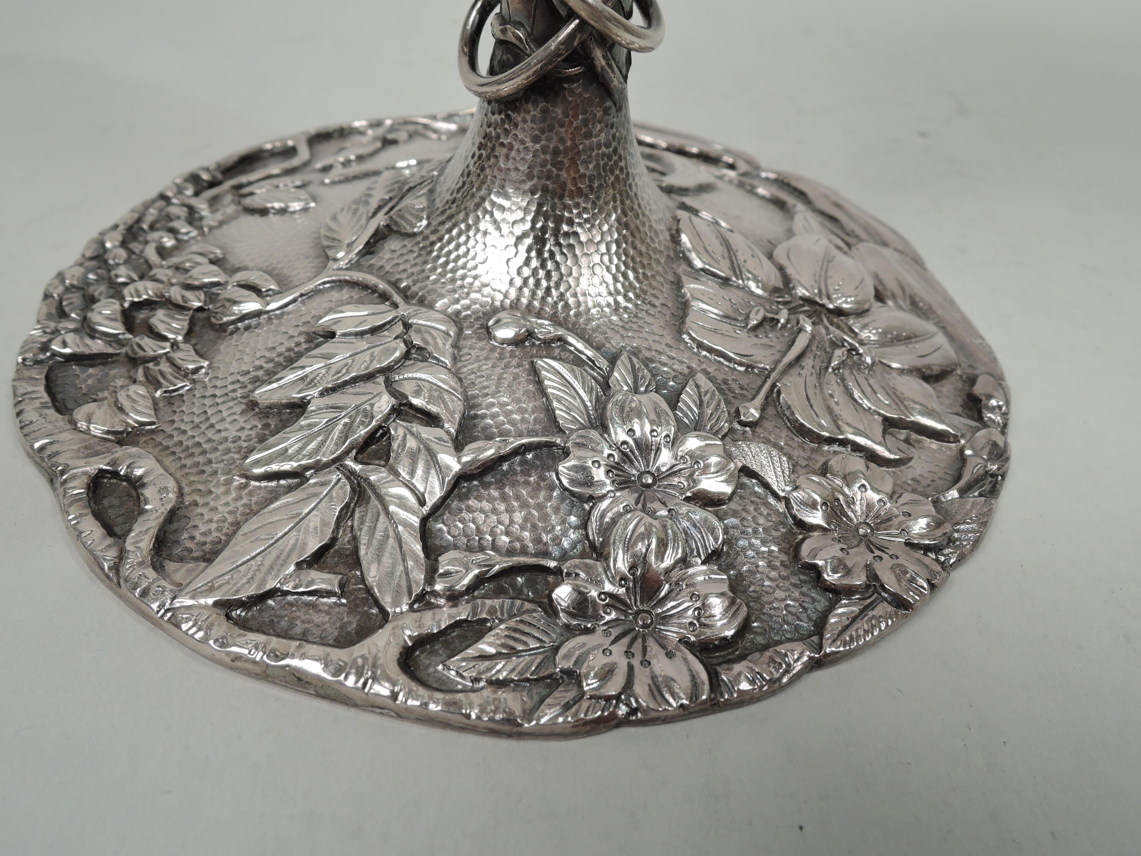 Large Kuhn & Komor Japanese Meiji Art Nouveau Silver Chalice Goblet 3