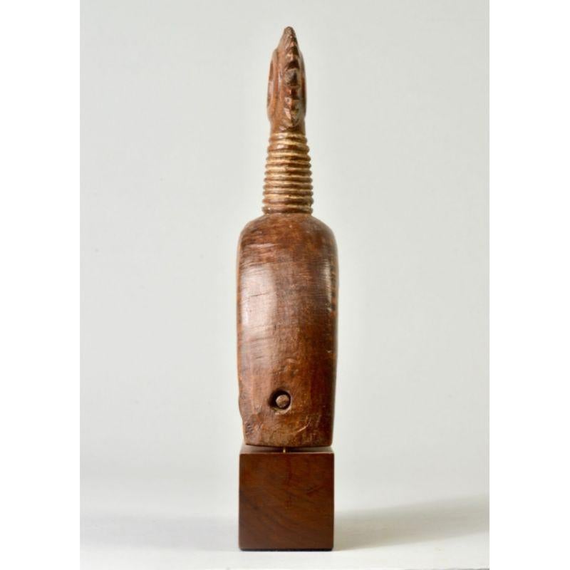 Tribal Large Kulango Pulley with Ringed Neck in Wood For Sale