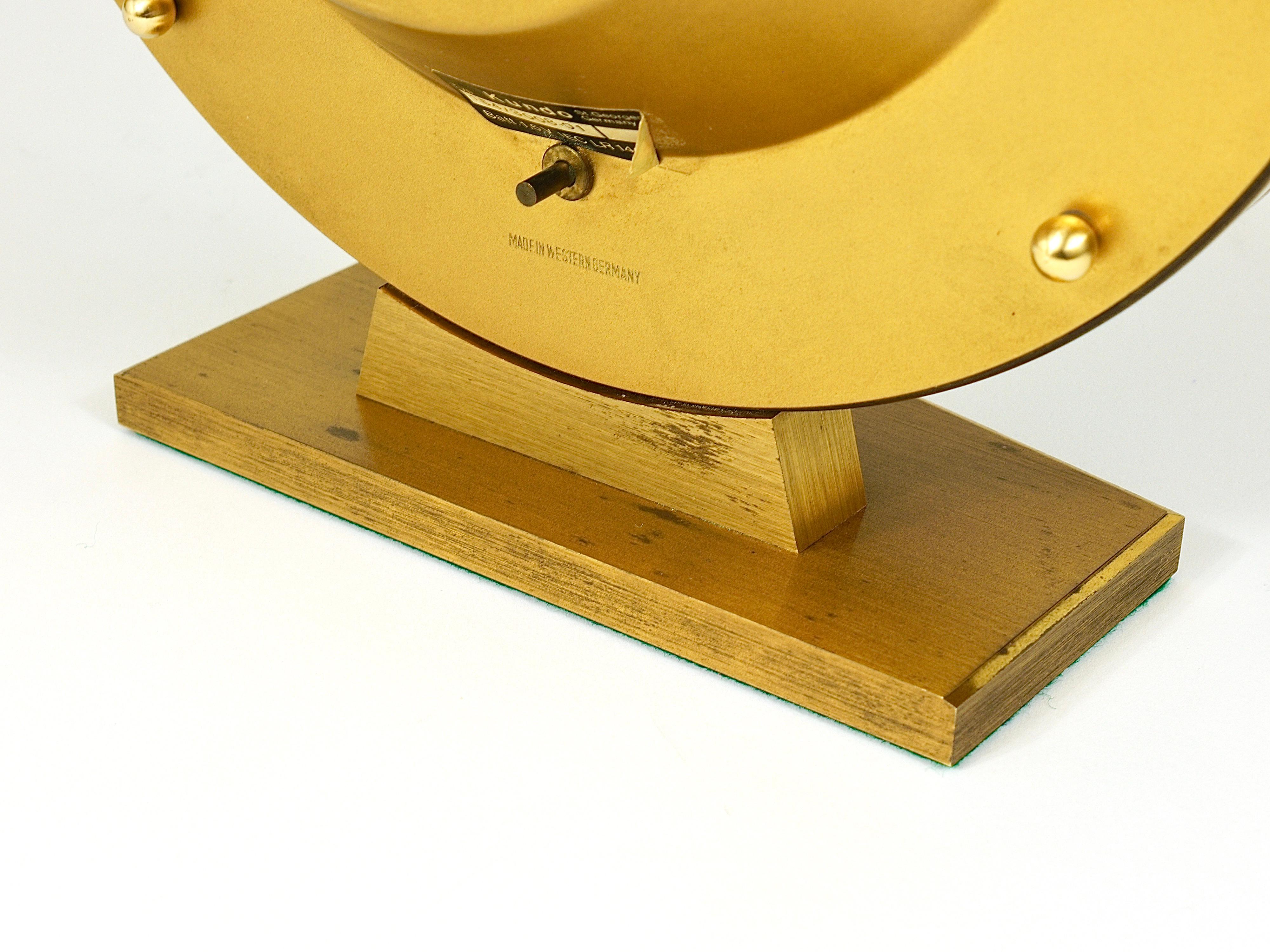 Large Kundo GMT World Time Zone Brass Table Clock, Kieninger & Obergfell, 1960s 6