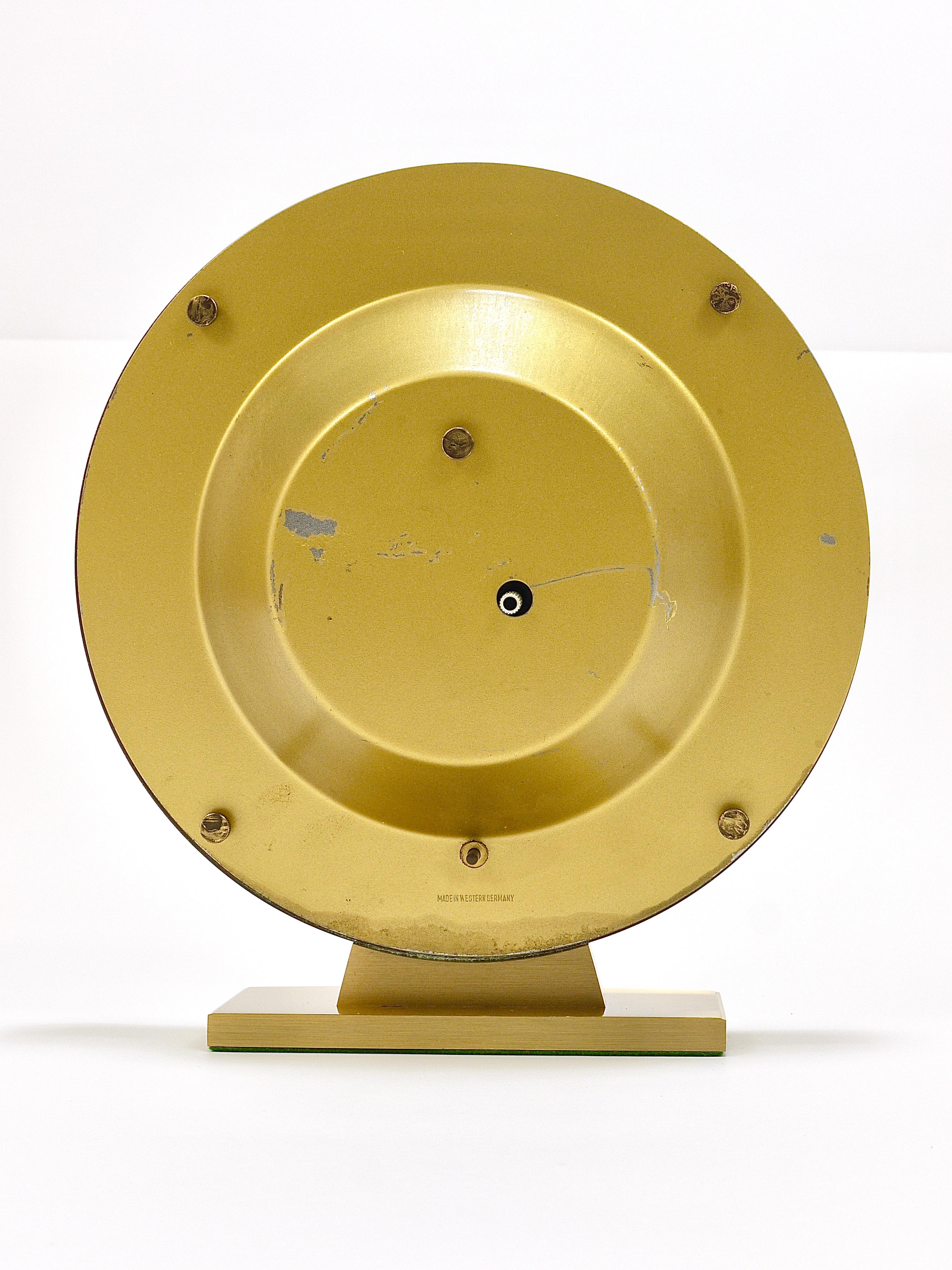 Large Kundo GMT World Time Zone Brass Table Clock, Kieninger & Obergfell, 1960s For Sale 6