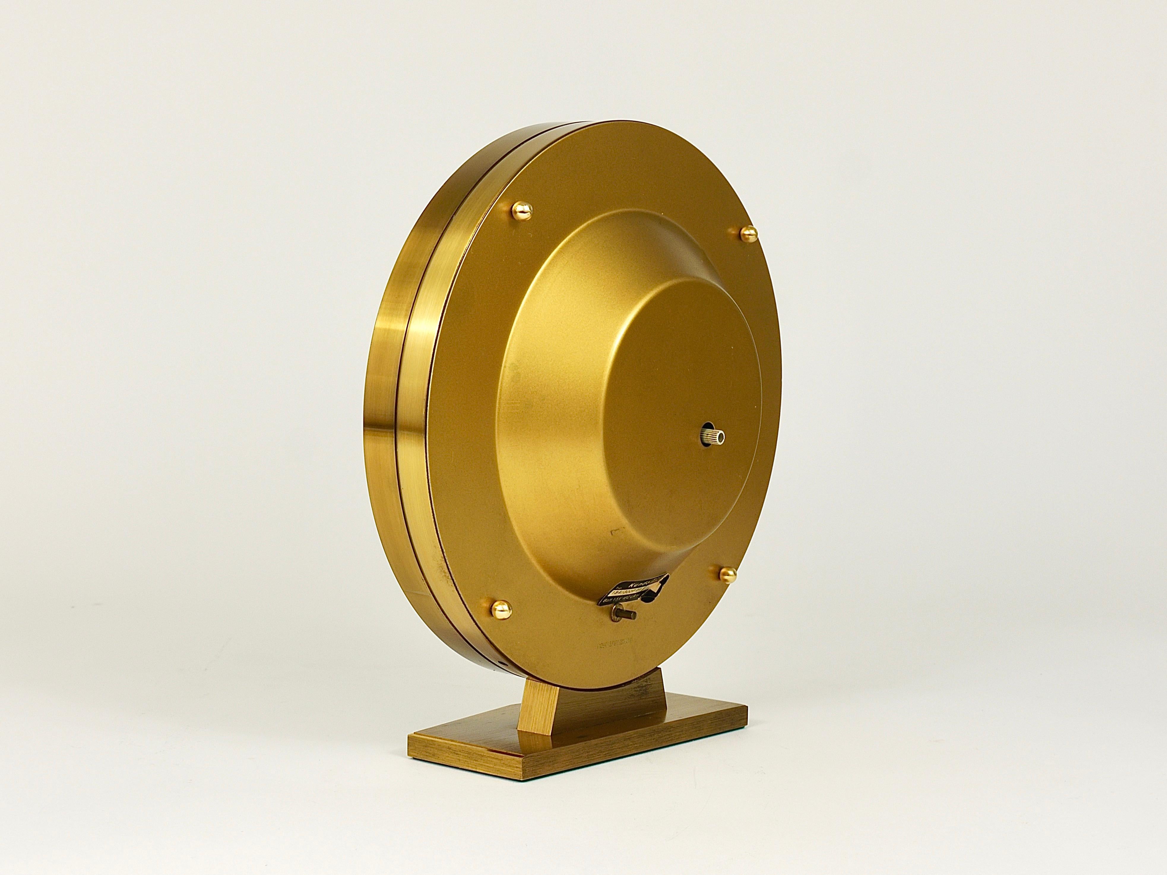 Austrian Large Kundo GMT World Time Zone Brass Table Clock, Kieninger & Obergfell, 1960s